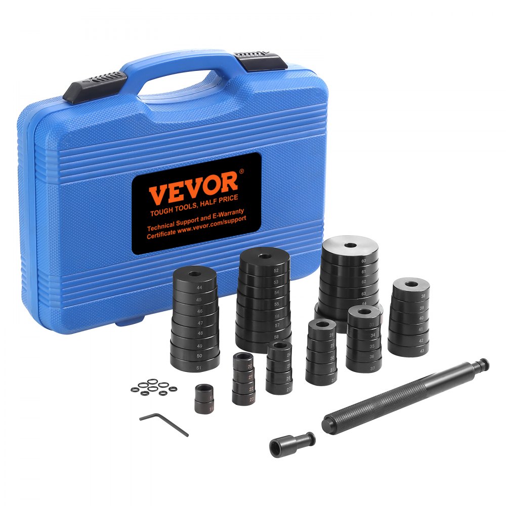 VEVOR 52PCS Custom Bushing Bearing & Seal Driver Set, Transmission Wheel Axle Bearing Race, Seal Driver Installer Remover, 18-65mm & 74mm Metric Discs Bush Removal Puller Bearing Press Tool Kit