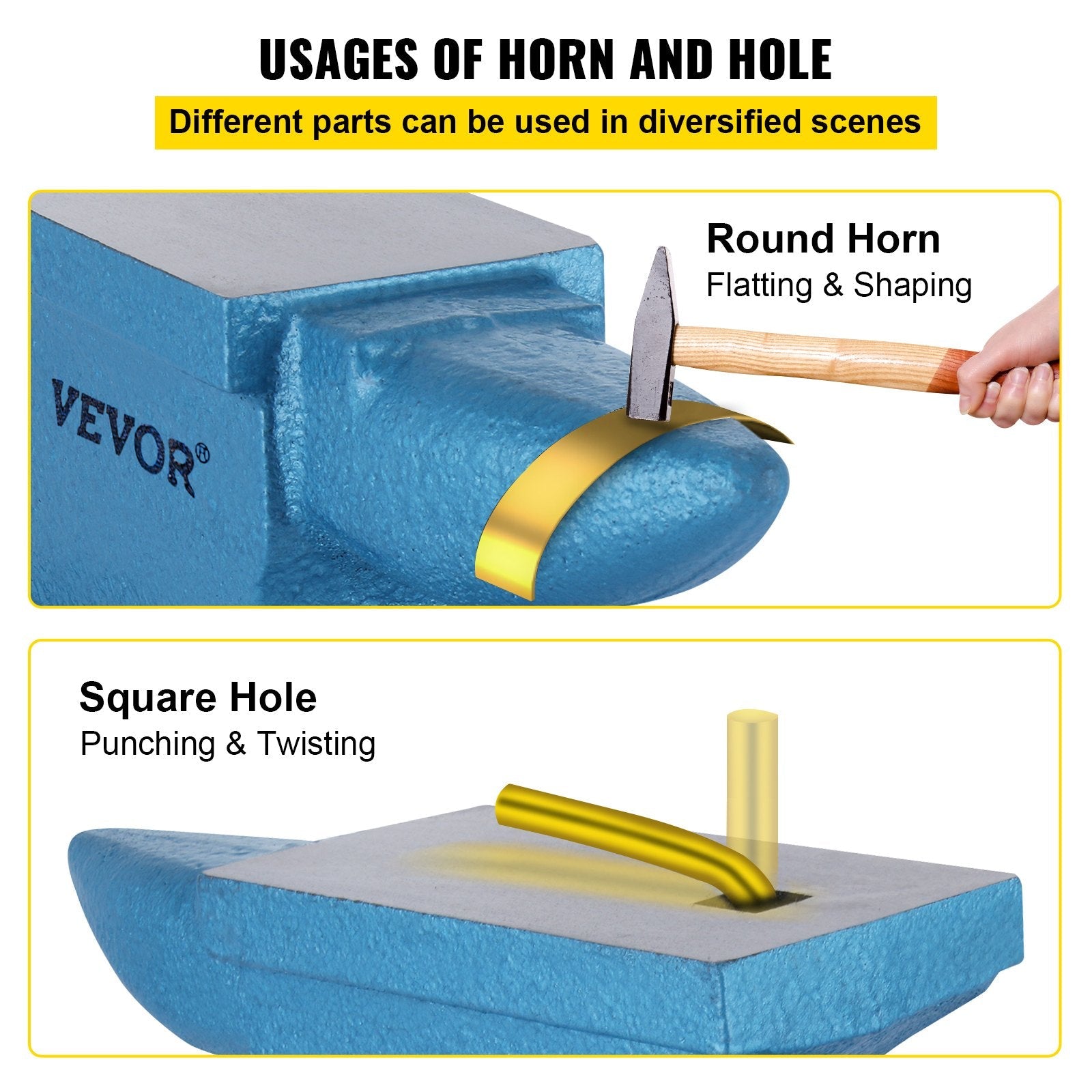 VEVOR Single Horn Anvil 55Lbs, Cast Iron Anvil Blacksmith Withstands Heavy Blows,Anvil Rugged Round Horn Anvil Blacksmith Jewelers Metalsmith Tool, for Sale Forge Tools and Equipment