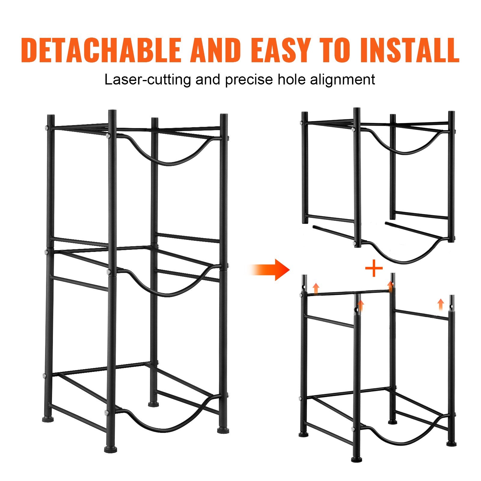 VEVOR 3 Tiers Water Jug Holder Single Row Water Bottle Rack for 3 Bottles Black