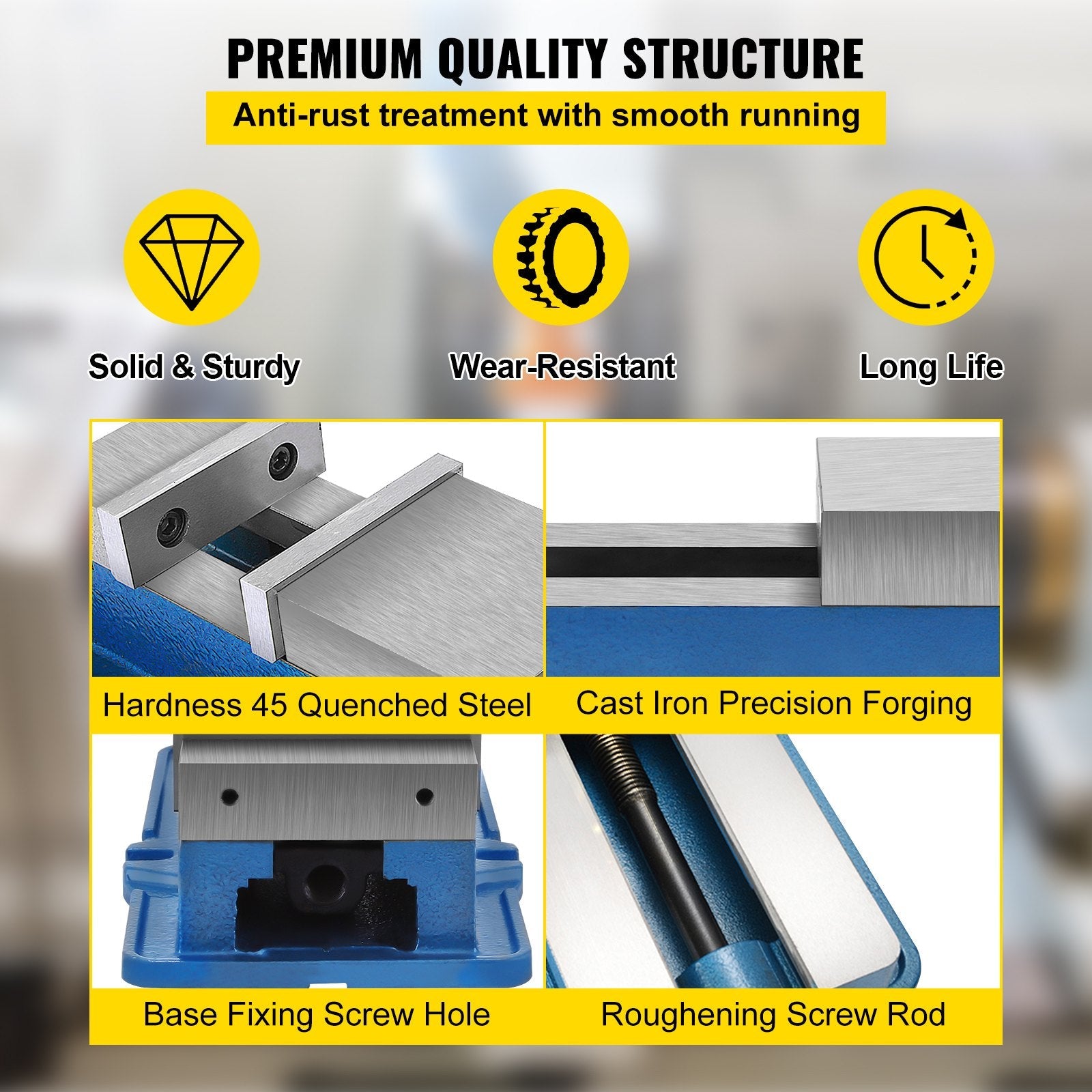 VEVOR 6 Inch ACCU Lock Down Vise Precision Milling Vice 6 Inch Jaw Width Drill Press Vise Milling Drilling Machine Bench Clamp Clamping Vice