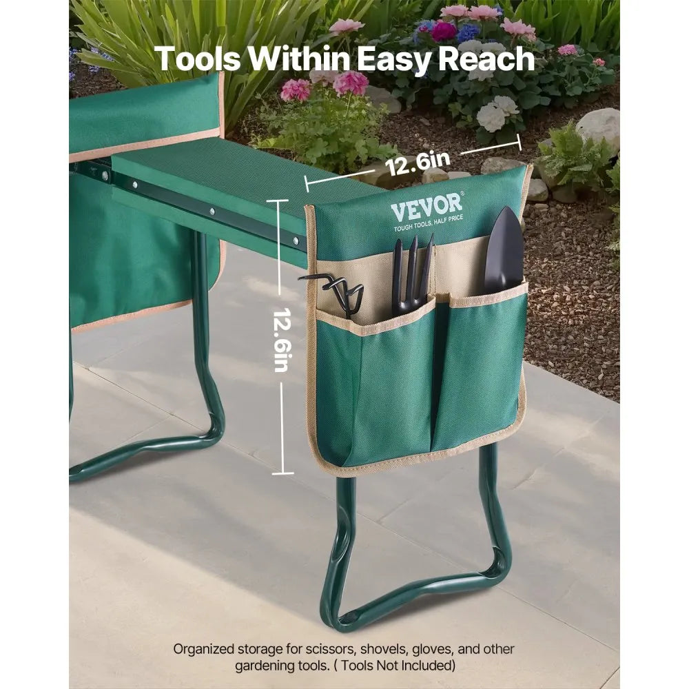VEVOR Garden Kneeler and Seat 6" Wide Pad 330lbs Capacity Folding Garden Stool