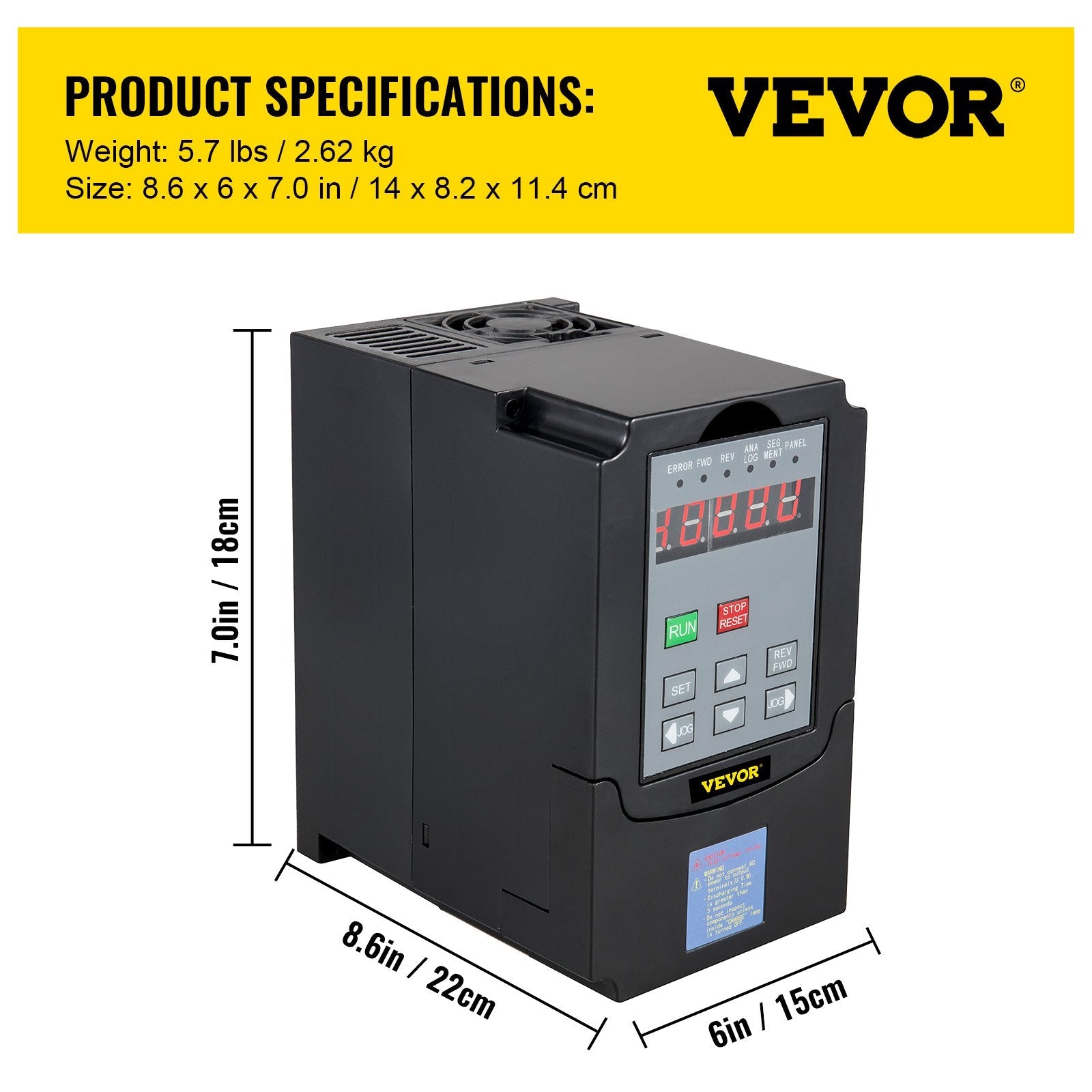 VEVOR VFD 7.5KW,Variable Frequency Drive 35A,CNC VFD Motor Drive Inverter Converter 220V,for Spindle Motor Speed Control (1or 3 Phase Input, 3 Phase Output)