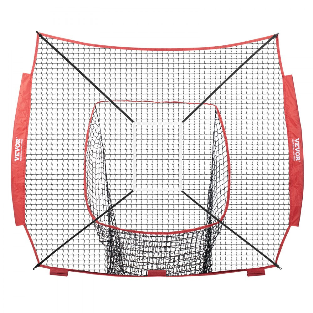 VEVOR 7x7 ft Baseball Softball Practice Net, Portable Baseball Training Net for Hitting Batting Catching Pitching, Backstop Baseball Equipment Training Aids with Strike Zone