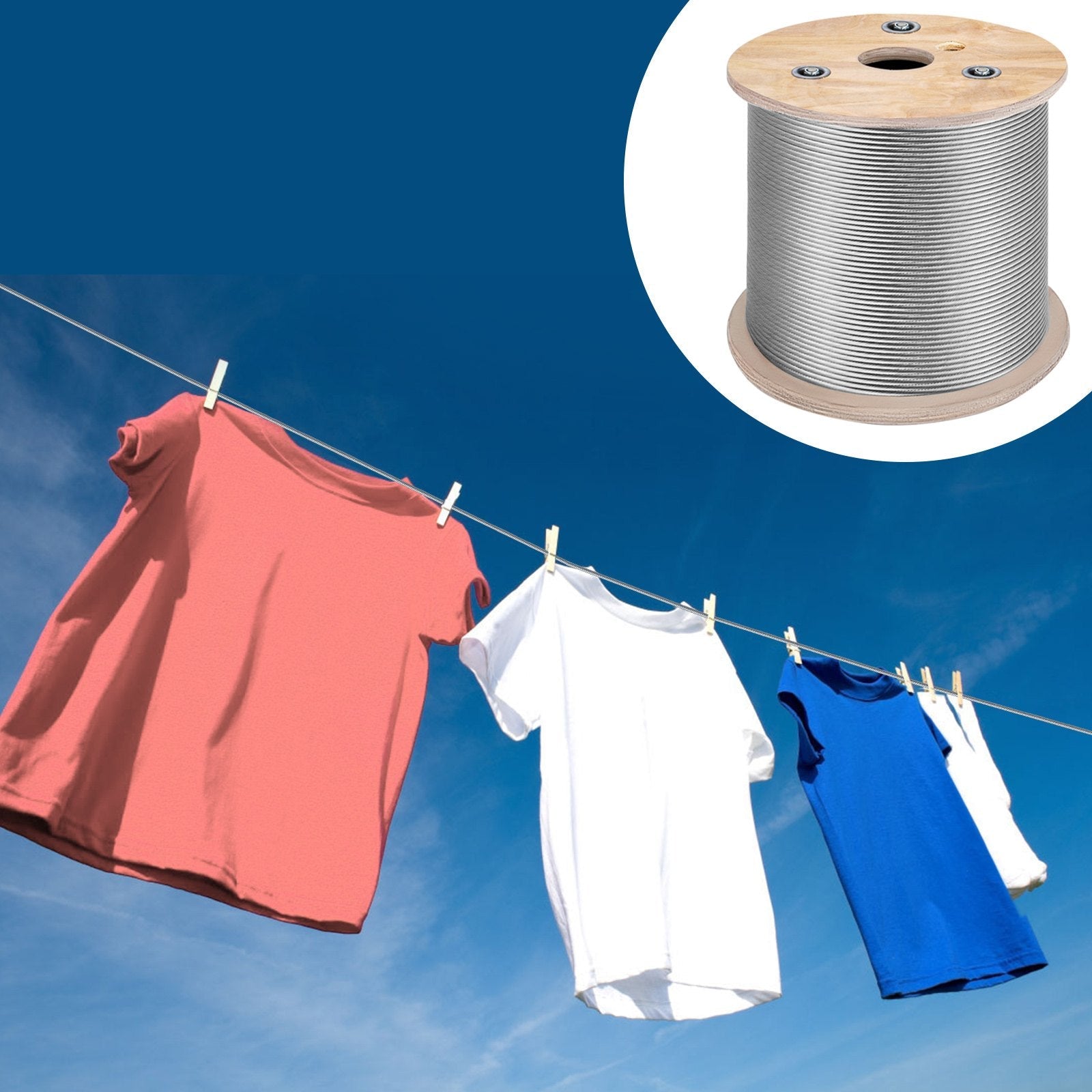 VEVOR 3/16 Inch 7x19 Stainless Steel Aircraft Cable Reel 500FT Stainless Steel Cable T304 Wire Rope Winch Cable Replacement (T304)