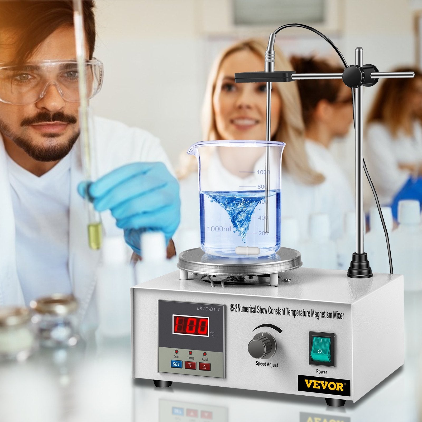 VEVOR 85-2 Magnetic Mixer Hotplate 1000ml Magnetic Heating Plate Magnetic Stirrer with Hotplate 110V Magnetic Stirring Mixer