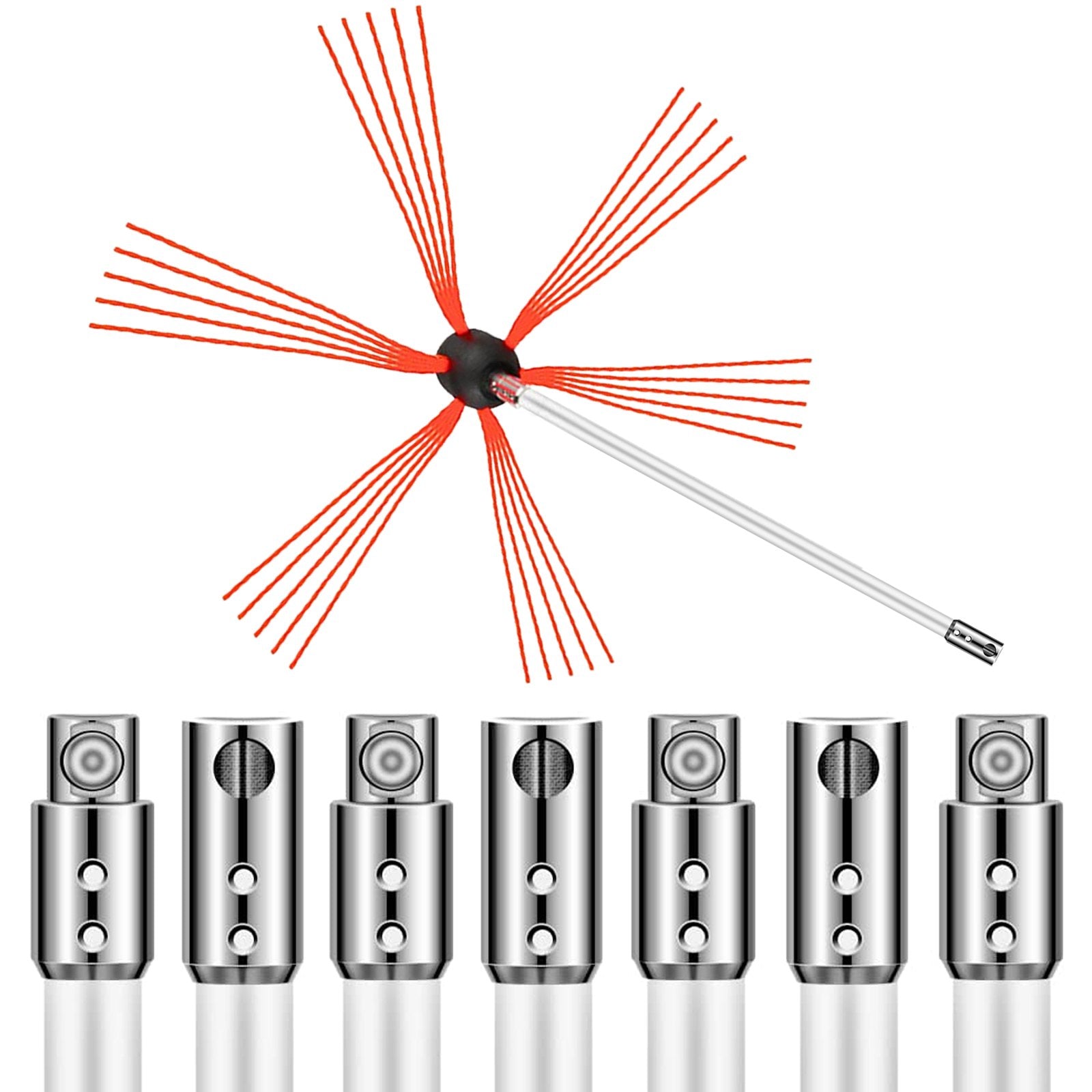 VEVOR Chimney Sweep Kit 26FT, Chimney Brush 315 Inch Chimney Brush Rod Kit 8 Rods with Nylon Flexible Rods .