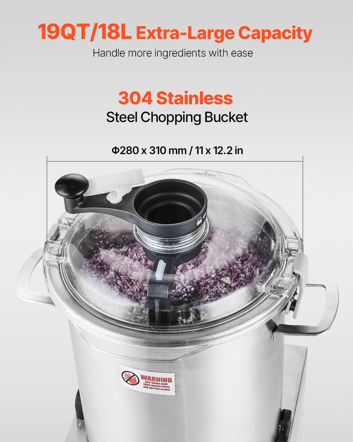 VEVOR Food Processor Vegetable Chopper 19Qt Food-Grade Stainless Steel Blender