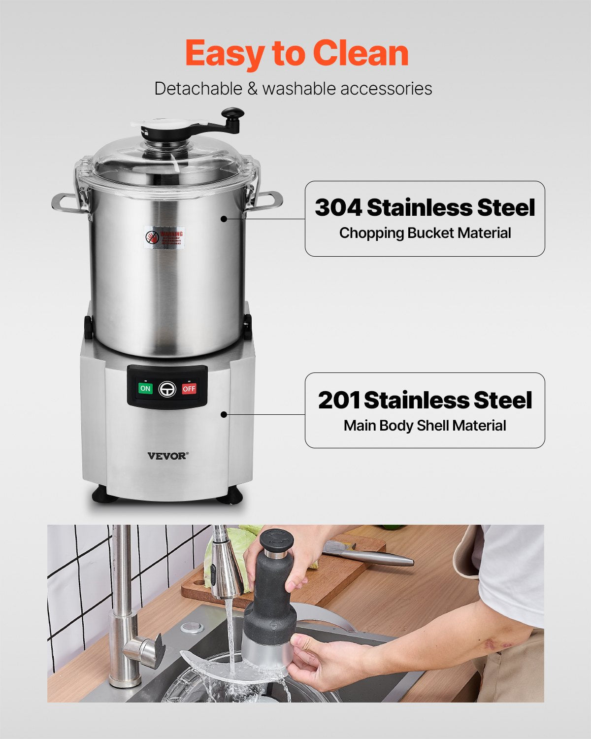 VEVOR Food Processor Vegetable Chopper 19Qt Food-Grade Stainless Steel Blender