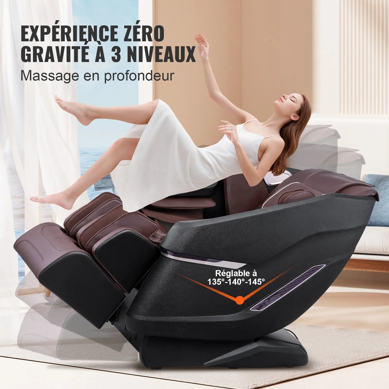 VEVOR Massage Chair with Flexible SL-Track, Full Body Zero Gravity Recliner, 10-18 Auto Modes, 3D Shiatsu, Heating, Bluetooth Speaker, Airbag, Foot Roller, and Touch Screen