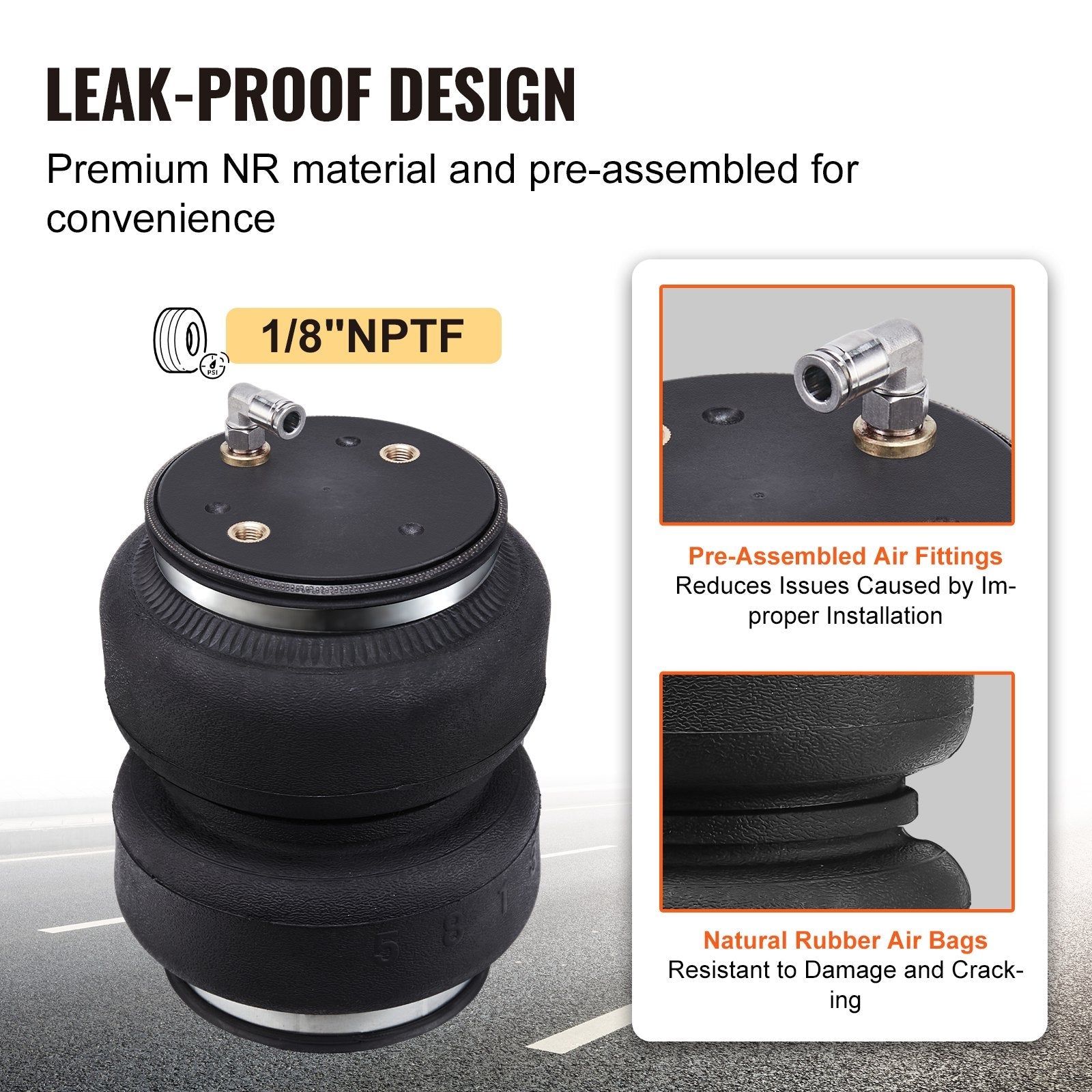 VEVOR Air Bag Suspension Kit, Air Springs Suspension Bag Kit Compatible with 2014-2023 Dodge Ram 2500 2WD 4WD, 5000 lbs Loading, 5 to 100 PSI