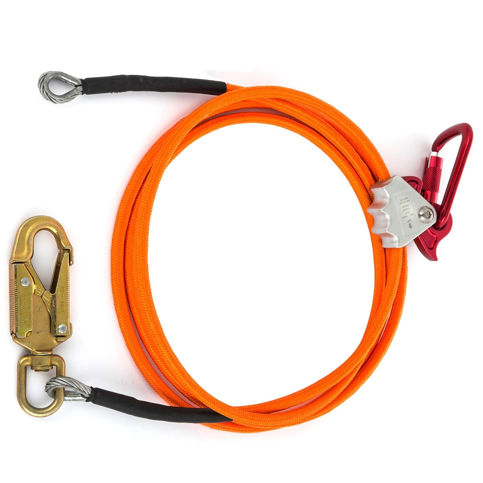 Climb Right 1/2" X 8' Steel Core Lanyard Kit Flipline Triple Lock Swivel Snap