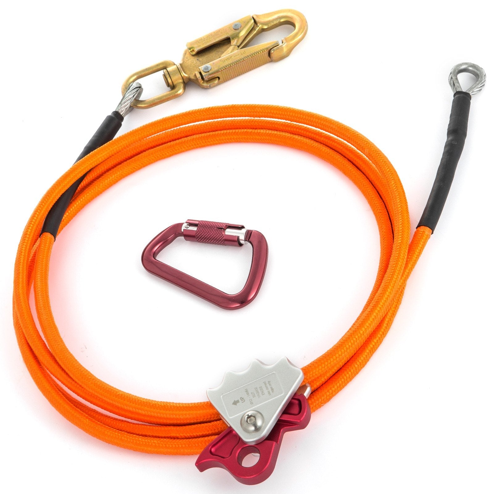 Climb Right 1/2" X 8' Steel Core Lanyard Kit Flipline Triple Lock Swivel Snap