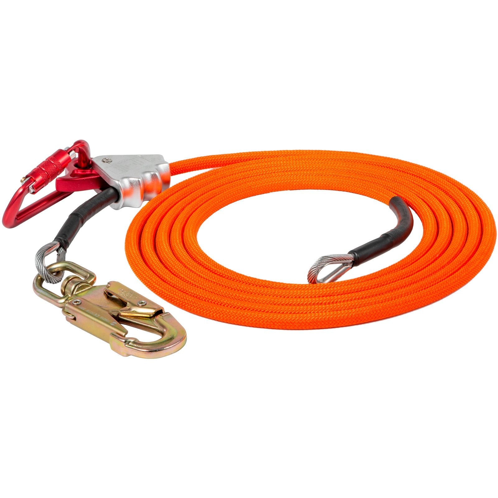 VEVOR Flip Line 1/2 Inch, Wire Core Flipline 16 ft, Wire Core Flip Line Kit with Triple Lock Carabiner Adjuster, Steel Swivel Snap, Climbing Flipline for Fall Protection, Arborist, Tree Climbers