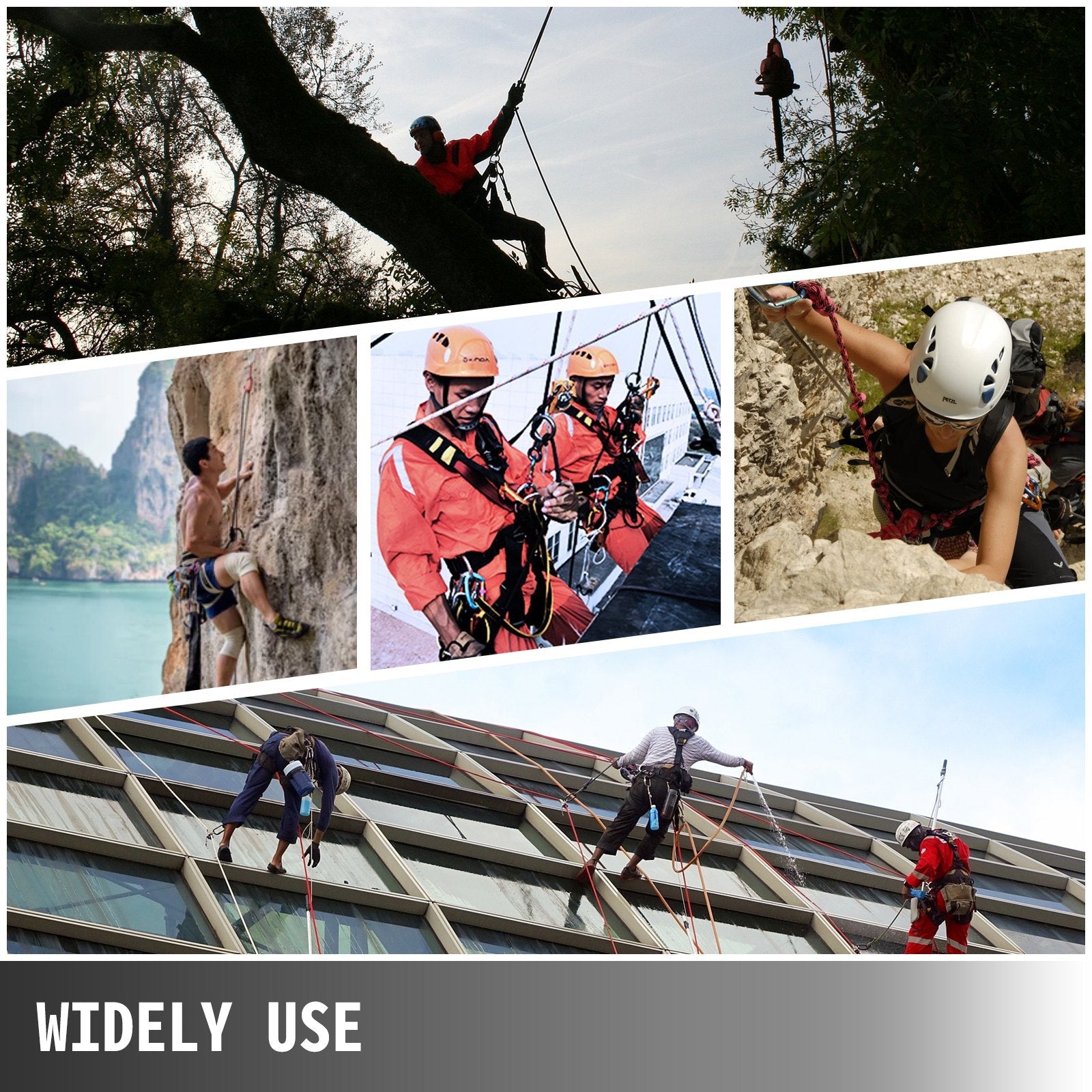 VEVOR Flip Line 1/2 Inch, Wire Core Flipline 16 ft, Wire Core Flip Line Kit with Triple Lock Carabiner Adjuster, Steel Swivel Snap, Climbing Flipline for Fall Protection, Arborist, Tree Climbers