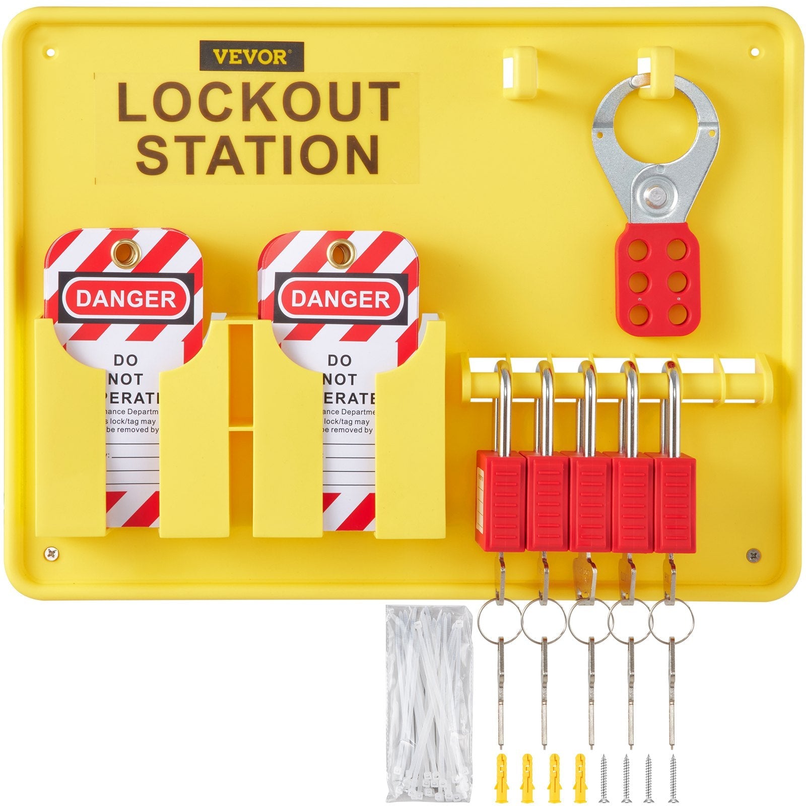 VEVOR 26 PCS Lockout Tagout Kits, Electrical Safety Loto Kit Includes Padlocks, Lockout Station, Hasp, Tags & Zip Ties, Lockout Tagout Safety Tools for Industrial, Electric Power, Machinery