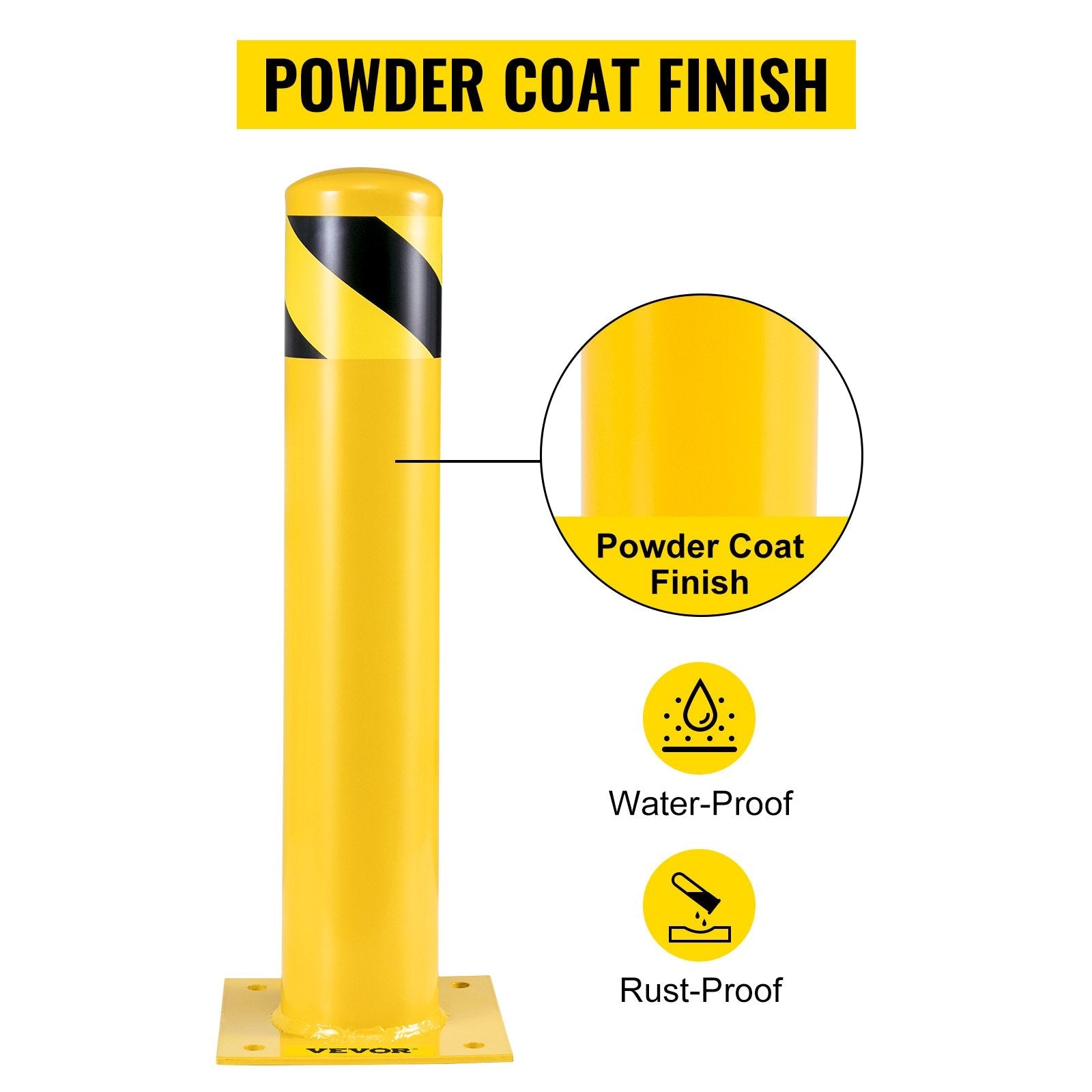 Safety Bollard Steel Bollard Post Steel Barrier 24"h 4.5"d Yellow Signs Pipe