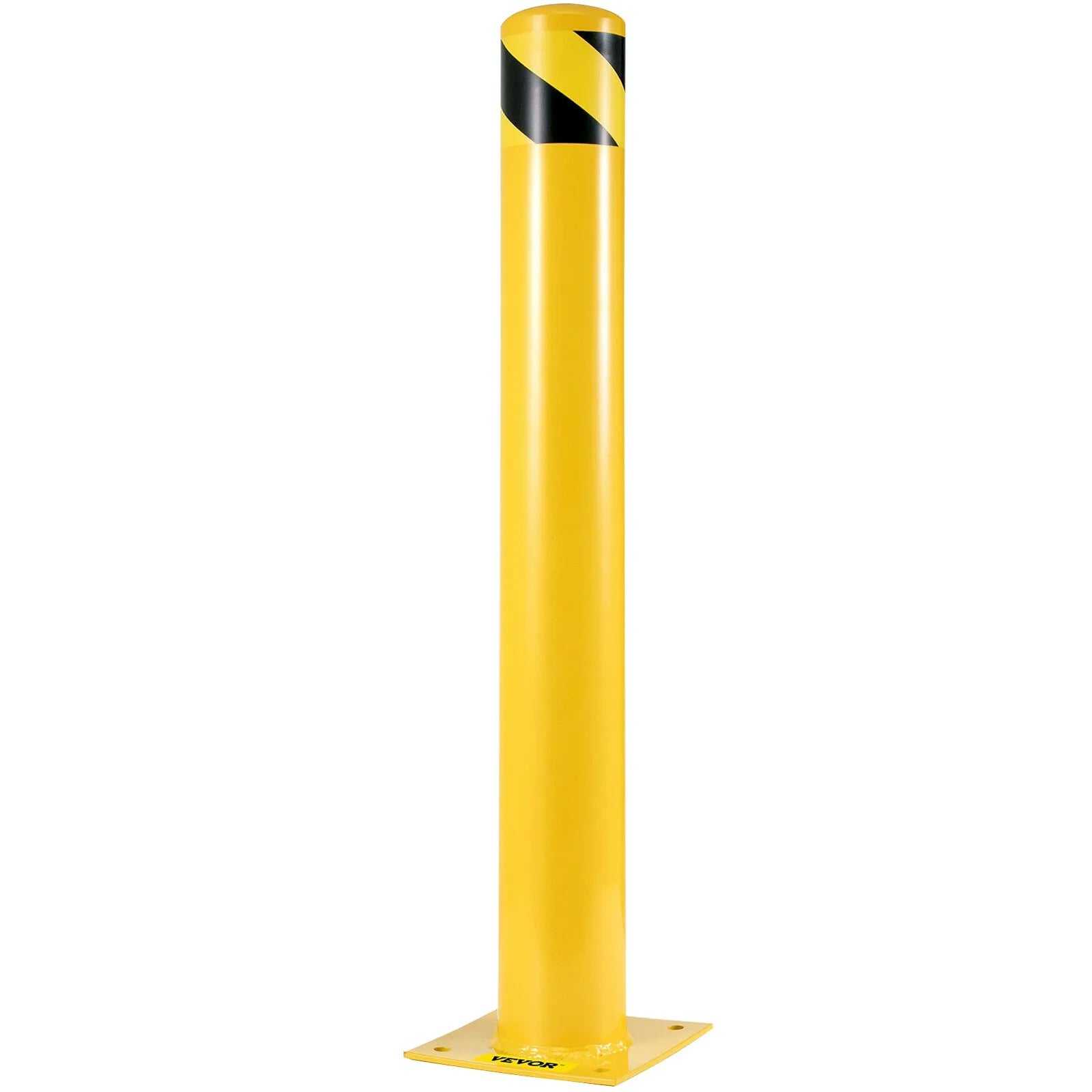 VEVOR Safety Bollard 48-5.5, Safety Barrier Bollard 5-1/2\" OD 48\" Height, Yellow Powder Coat Pipe Steel Safety Barrier, with 4 Free Anchor Bolts, for Traffic-Sensitive Area