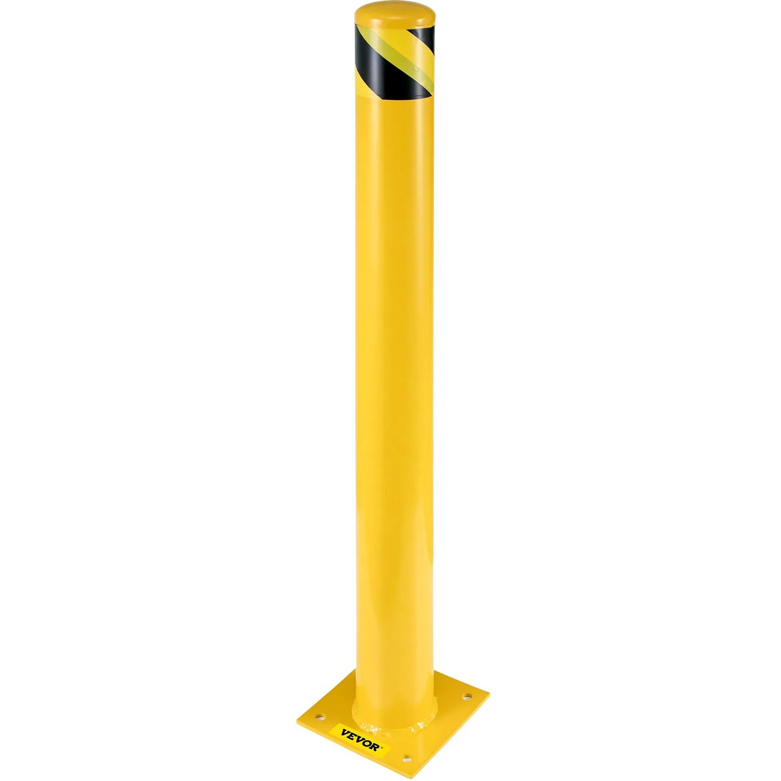 VEVOR Safety Bollard 48-5.5, Safety Barrier Bollard 5-1/2\" OD 48\" Height, Yellow Powder Coat Pipe Steel Safety Barrier, with 4 Free Anchor Bolts, for Traffic-Sensitive Area