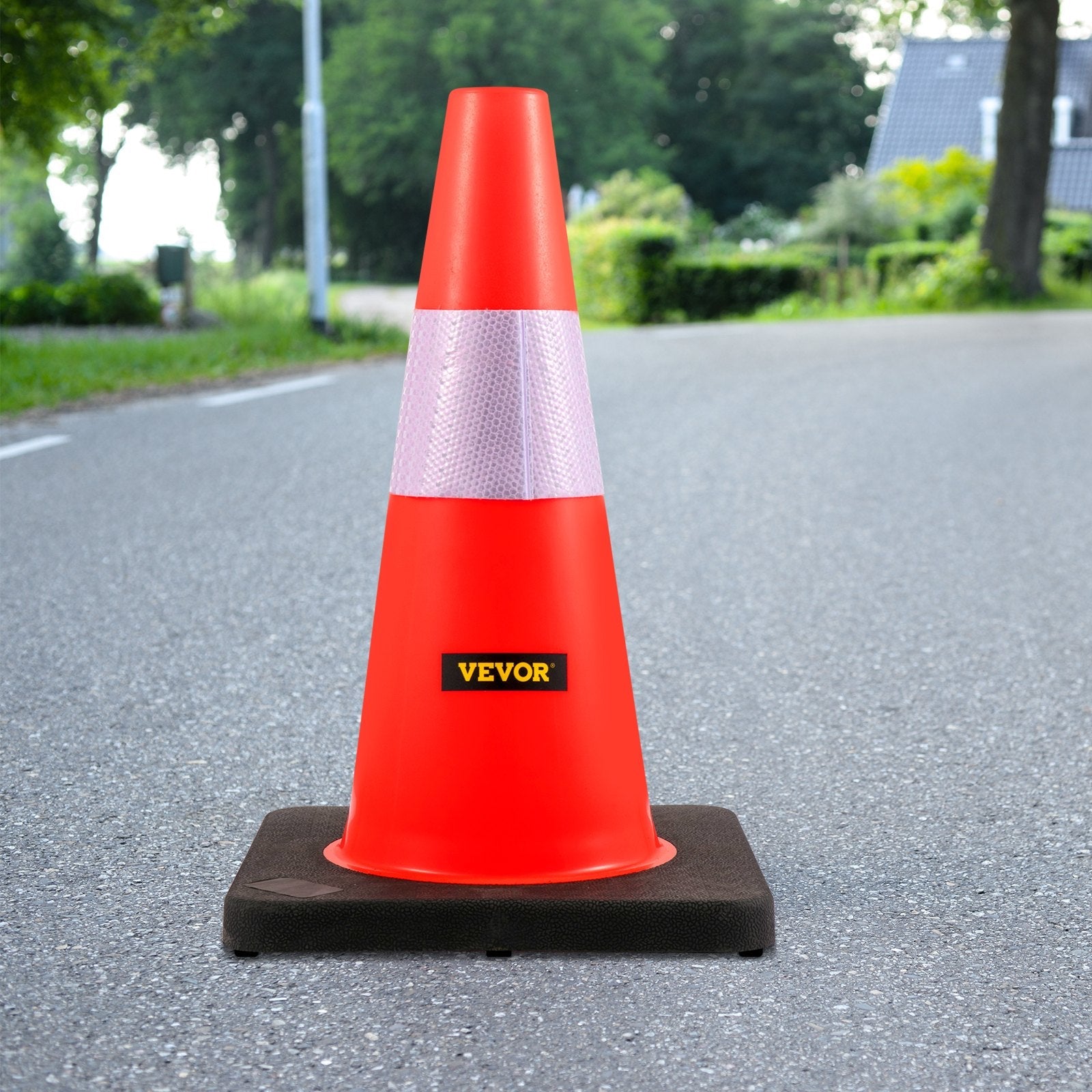 VEVOR Safety Cones, 18 in/45 cm Height, 5 PCS PVC Orange Traffic Cone with Reflective Collar and Black Weighted Base, Used for Traffic Control, Driveway Road Parking and School Improvement