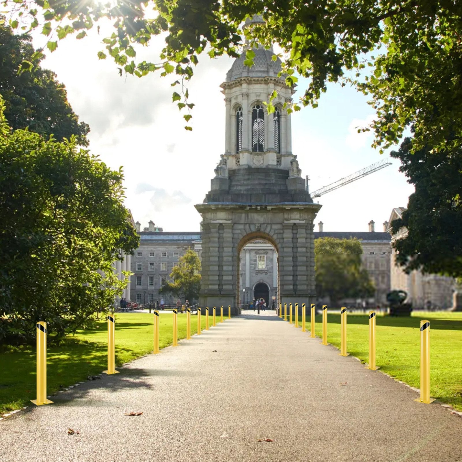 VEVOR Safety Bollard Steel Bollard Post Yellow Pipe Steel Barrier 42