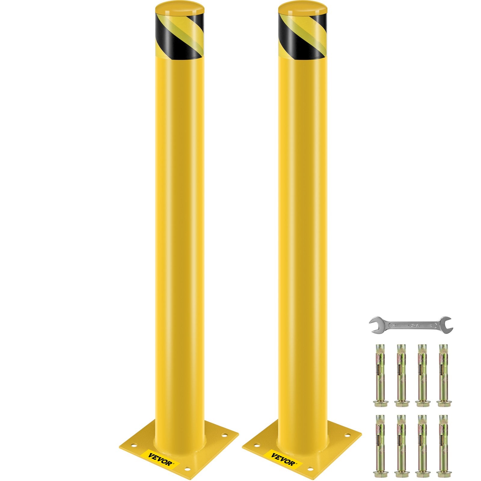 VEVOR Safety Bollard Steel Bollard Post Yellow Pipe Steel Barrier 42