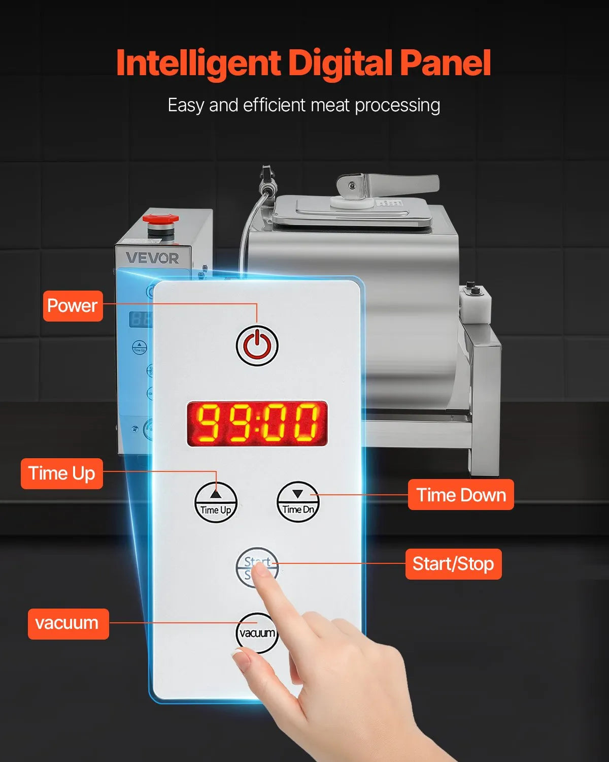 VEVOR Vacuum Meat Tumbler Marinator Machine 10L for Chicken Fish Stainless Steel