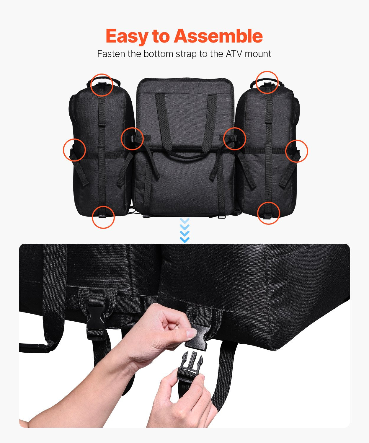 VEVOR 74L ATV Rear Storage Bag 600D Oxford Cloth Rear Cargo Bag & Sponge Cushion