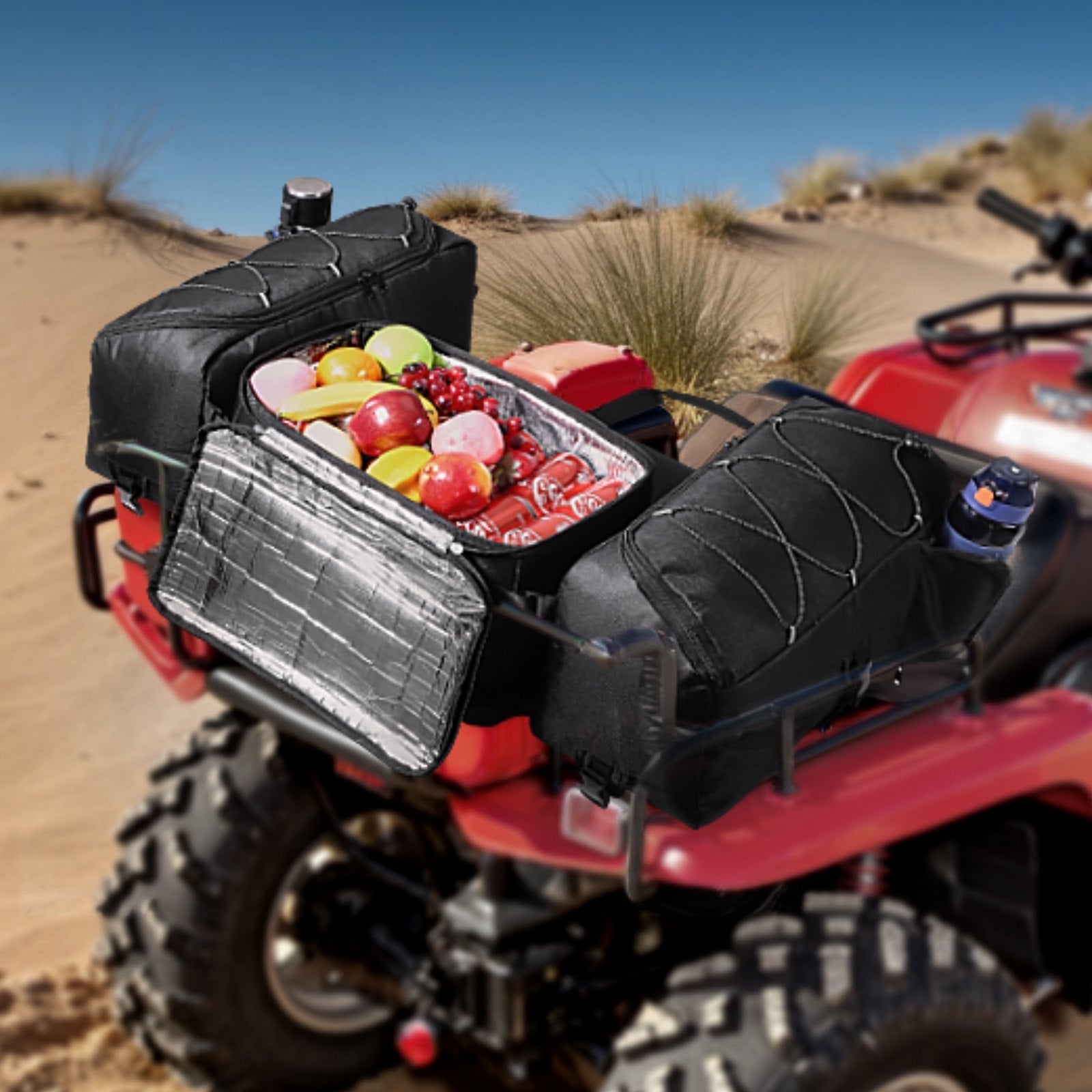 VEVOR 74L ATV Rear Storage Bag 600D Oxford Cloth Rear Cargo Bag & Sponge Cushion