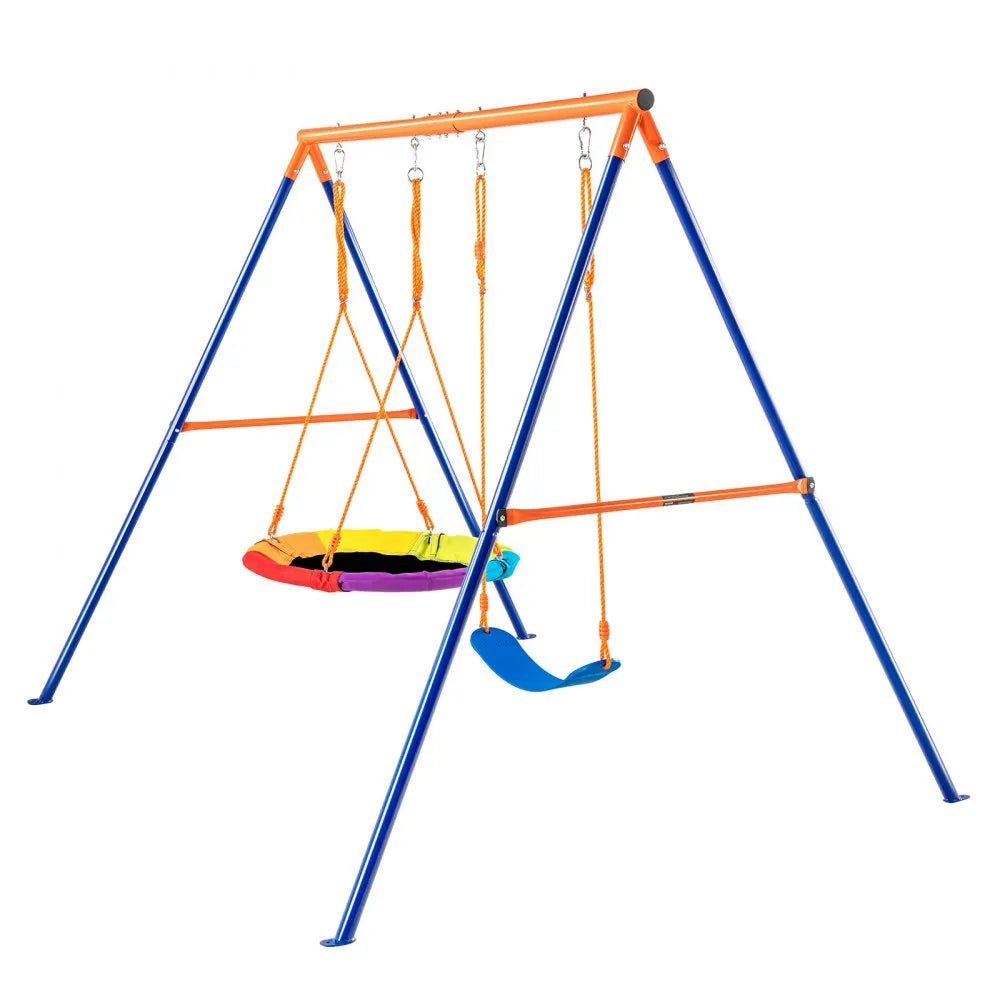 VEVOR Swing Sets for Backyard 1 Saucer 1 Belt Swing Seat A-Frame Metal Stand