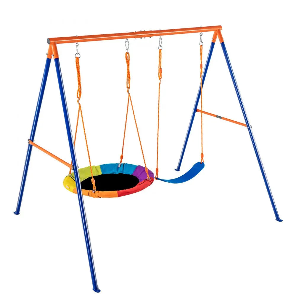 VEVOR Swing Sets for Backyard 1 Saucer 1 Belt Swing Seat A-Frame Metal Stand