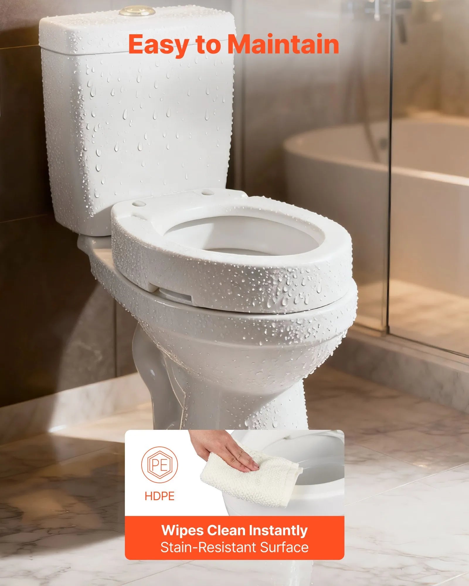 3.5-Inch Raised Toilet Seat for Elongated Toilets, 300 lb Capacity, Elevated Toilet Seat Riser for Seniors & Adults