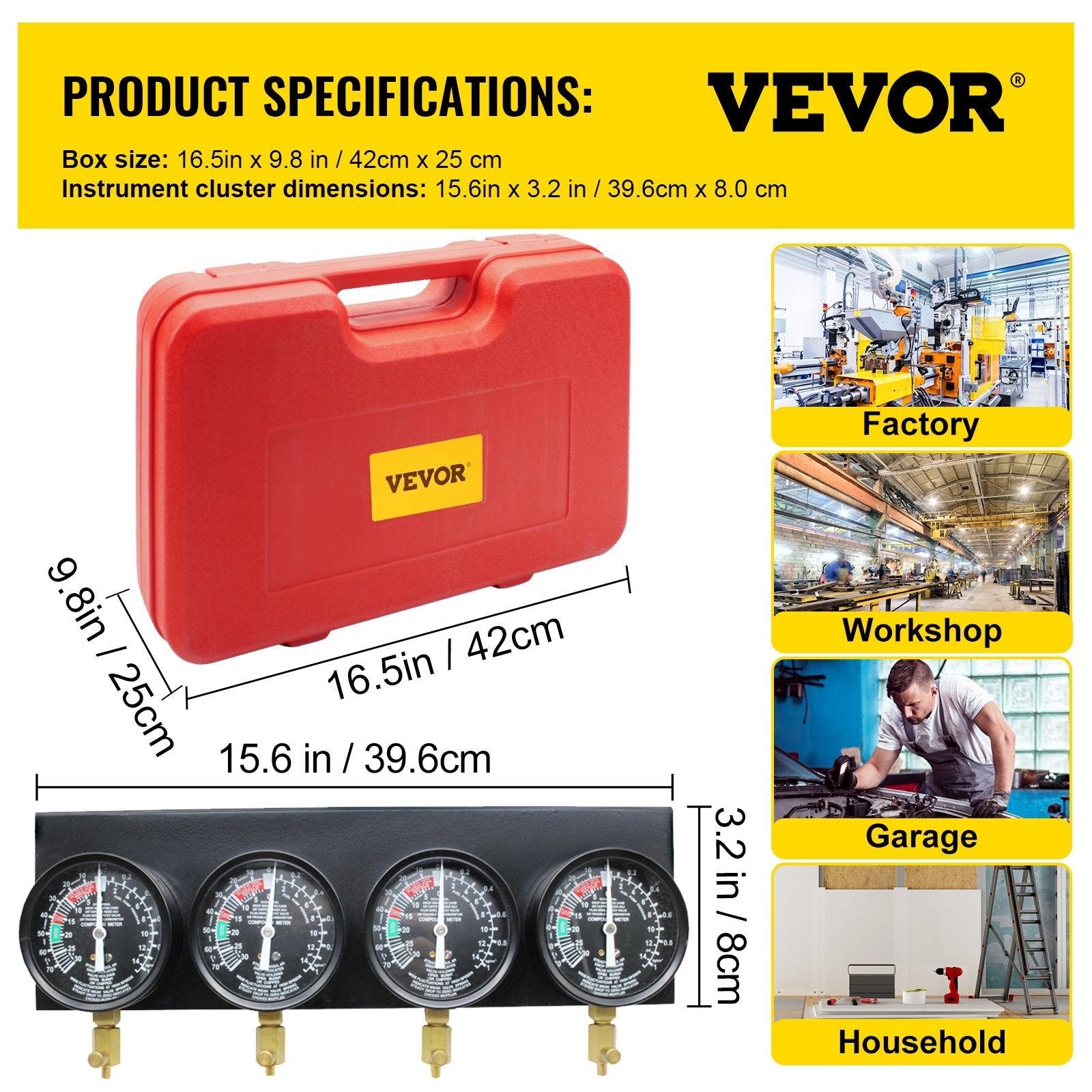 Pro Fuel Vacuum Carburetor Synchronizer carb sync Gauge Set Rubber Hose
