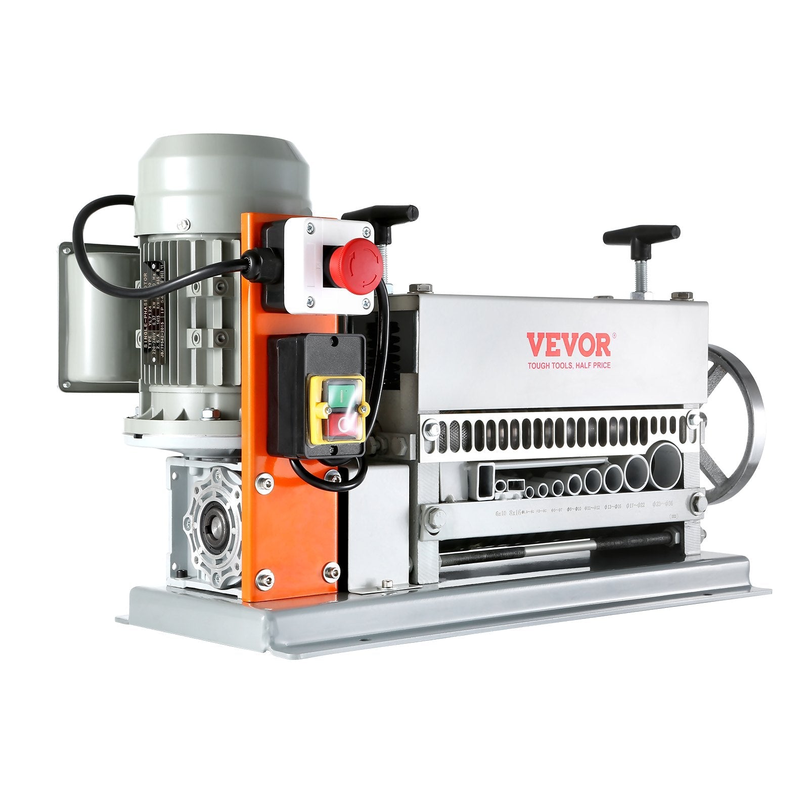 VEVOR Automatic Wire Stripping Machine, 0.06''-1.42'' Electric Motorized Cable Stripper, 370 W, 88 ft/min Wire Peeler with An Extra Manual Crank, 11 Channels for Scrap Copper Recycling