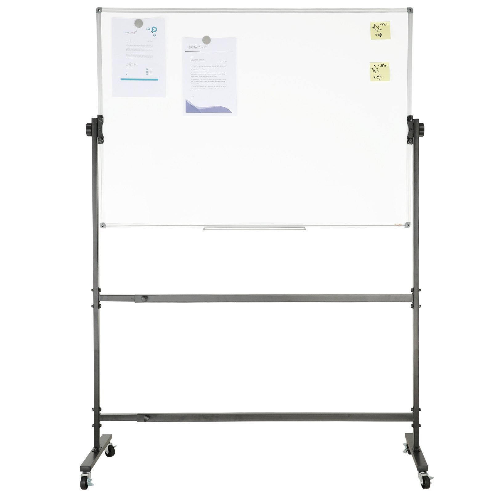 VEVOR Rolling Whiteboard, 48x32 inch Double-Sided Magnetic Mobile Whiteboard, 360° Reversible Adjustable Height Dry Erase Board with Wheels & Movable Tray for Office School