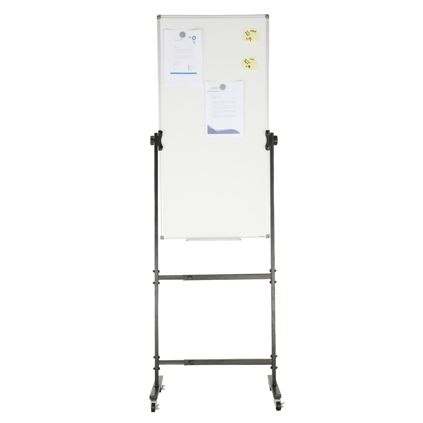 VEVOR Rolling Magnetic Whiteboard, Double-sided Mobile Whiteboard 24x48 Inches, Adjustable Height Dry Erase Board with Wheels, 1 Magnetic Erase & 3 Dry Erase Markers & Movable Tray for Office School