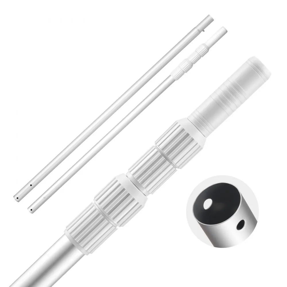 12 ft Telescoping Pool Pole, Adjustable Aluminum Swimming Pool Cleaning Pole for Skimmer Nets, Brushes & Vacuum Heads