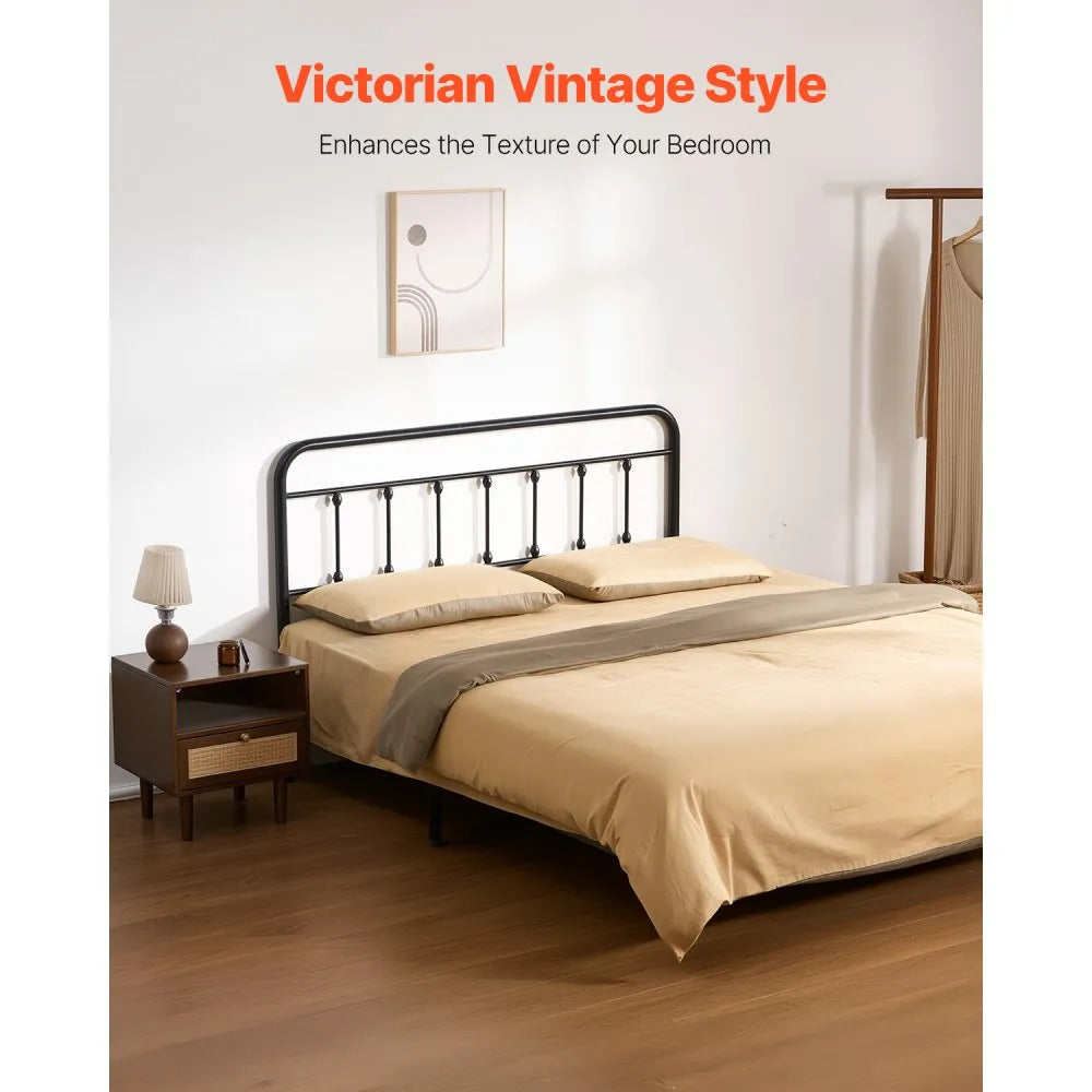 VEVOR Metal Headboard for Queen Size Bed Ideal for Bedroom Hotel Dormitory Black