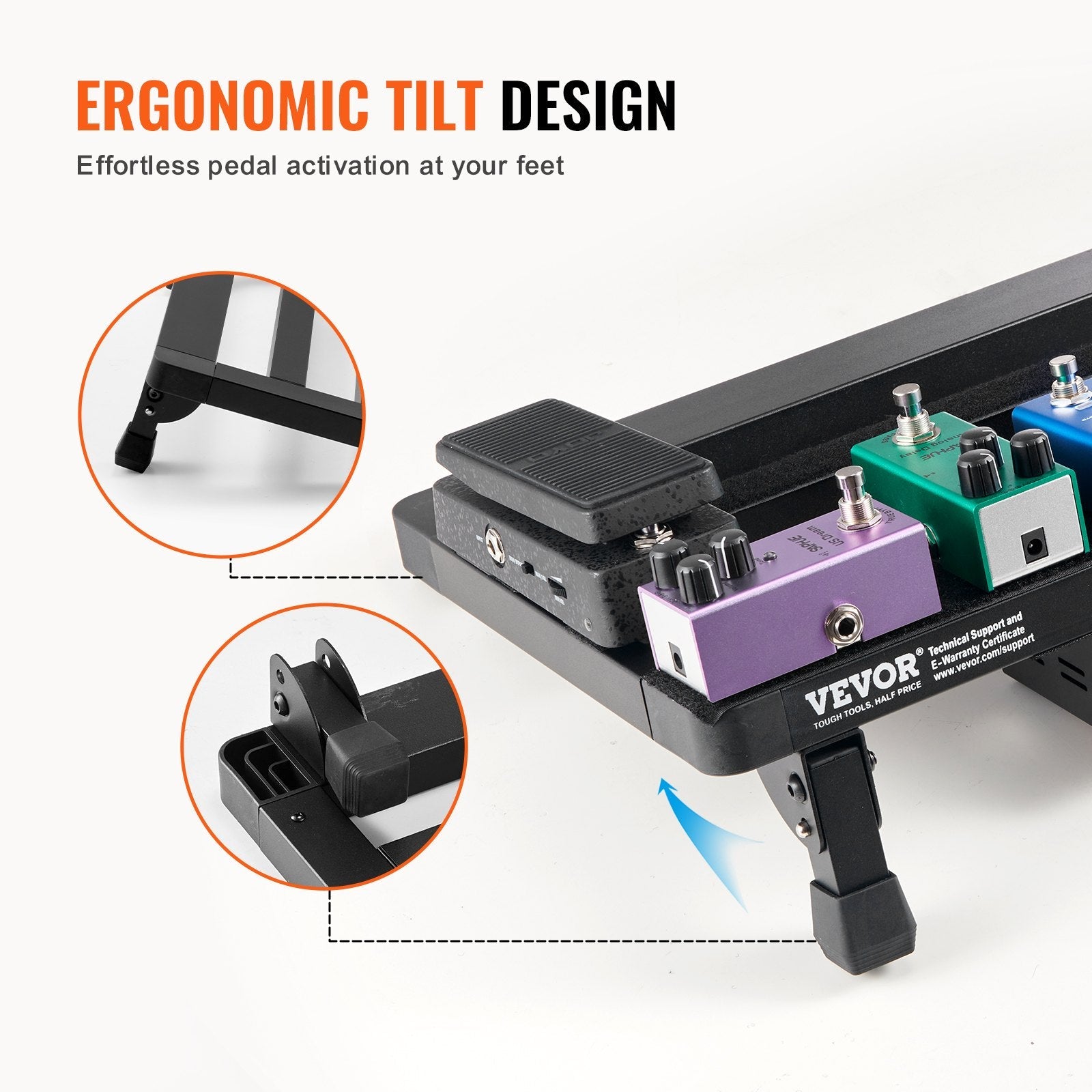 VEVOR Guitar Pedal Board, 20'' x 11'', Aluminum Alloy 2.64 lbs Super Light Folding Guitar Effects Pedal Board, with Carry Bag Tape Fixed Strap Shoulder Strap Rolling Strips, for 10-12 Guitar Pedals