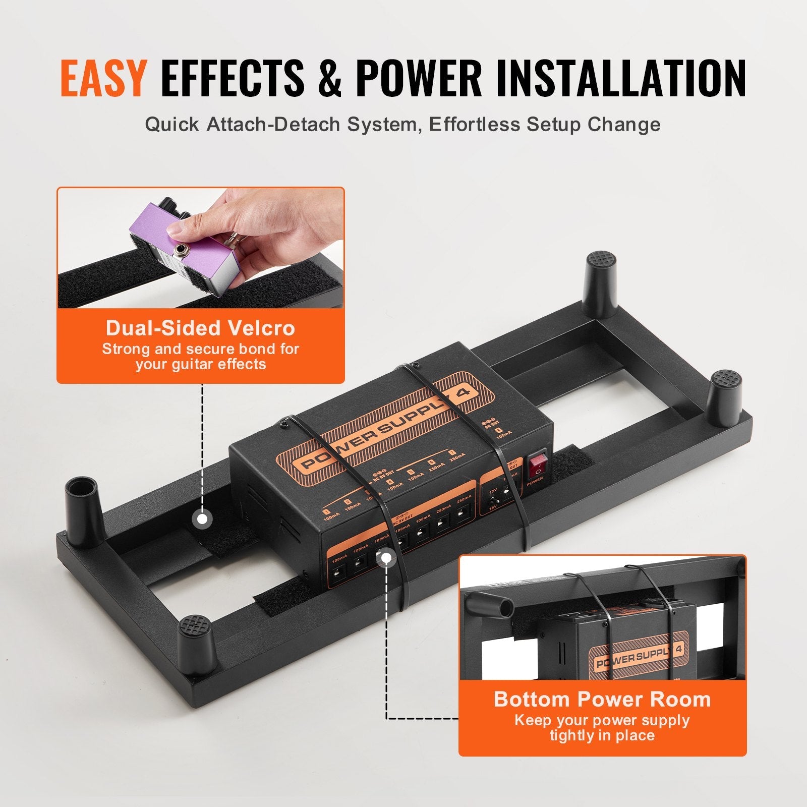 VEVOR Guitar Pedal Board, 15'' x 5.7'', Aluminum Alloy 0.8 lbs Super Light Guitar Effects PedalBoard with Carry Bag High Quality Tape Fixed Strap Shoulder Strap, Accommodate 4-6 Guitar Pedals, Small