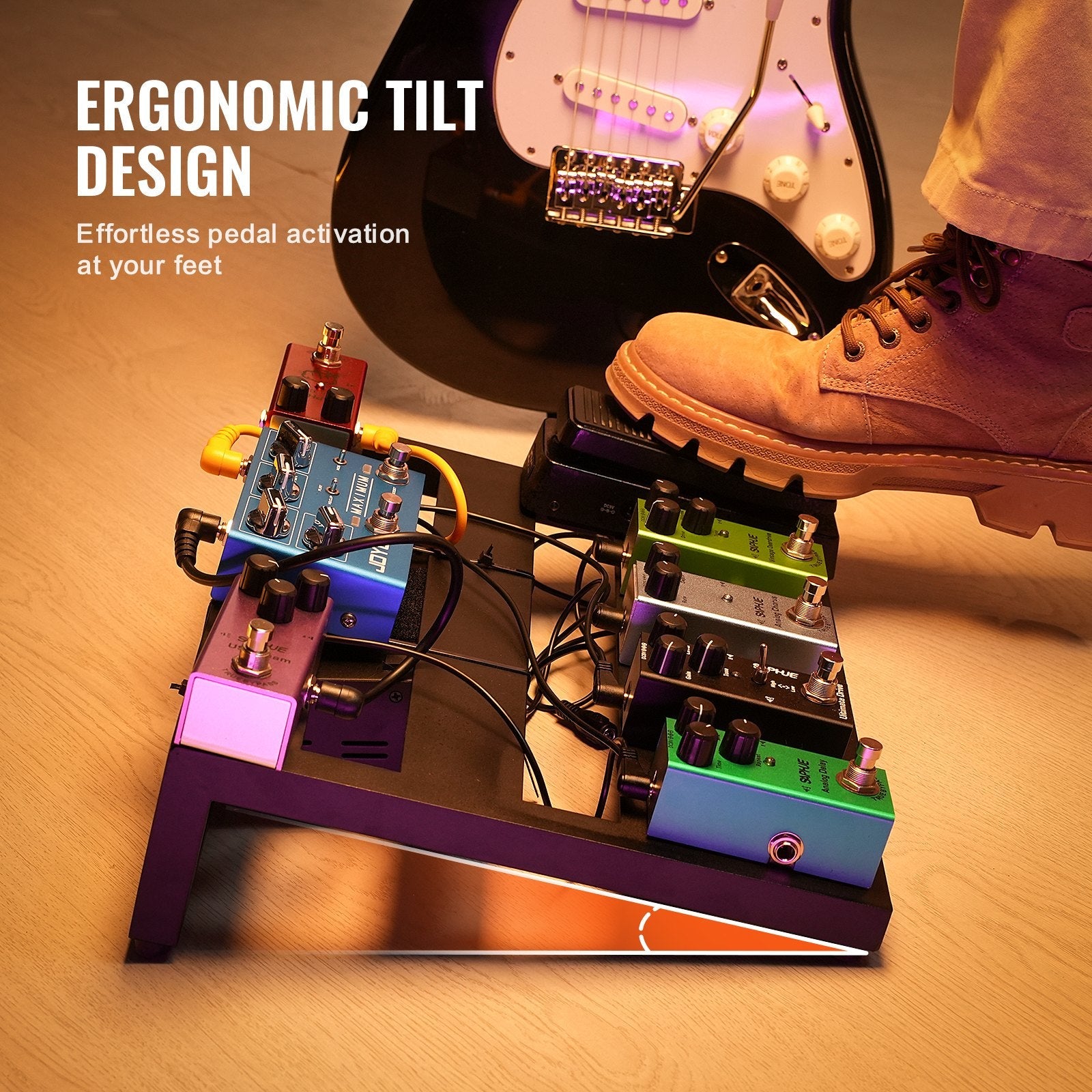 VEVOR Guitar Pedal Board, 14'' x 11'', Aluminum Alloy 1.7 lbs Super Light Guitar Effects Pedal Board with Carry Bag High Quality Tape Fixed Strap Shoulder Strap, Accommodate 8 Guitar Pedals, Medium