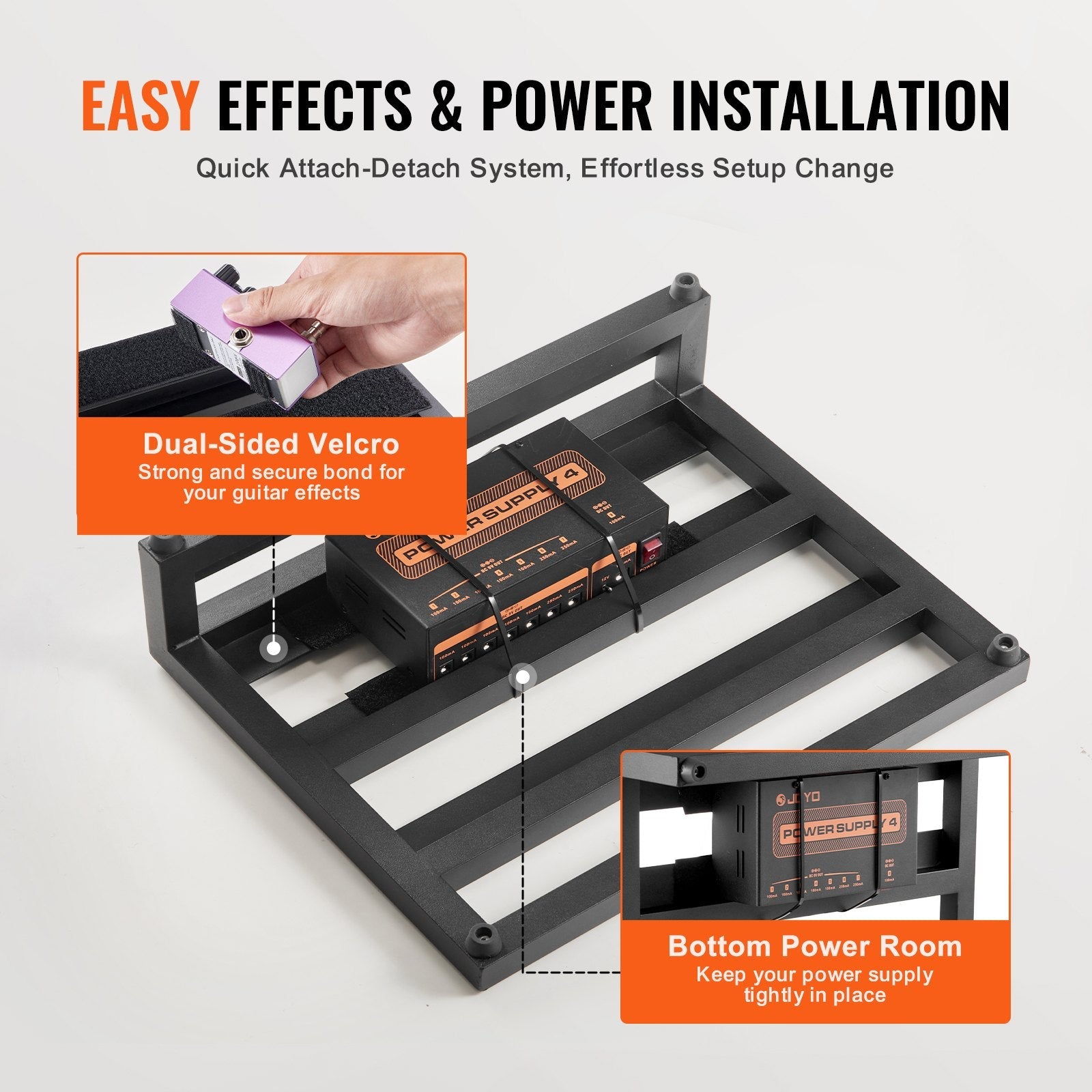 VEVOR Guitar Pedal Board, 14'' x 11'', Aluminum Alloy 1.7 lbs Super Light Guitar Effects Pedal Board with Carry Bag High Quality Tape Fixed Strap Shoulder Strap, Accommodate 8 Guitar Pedals, Medium