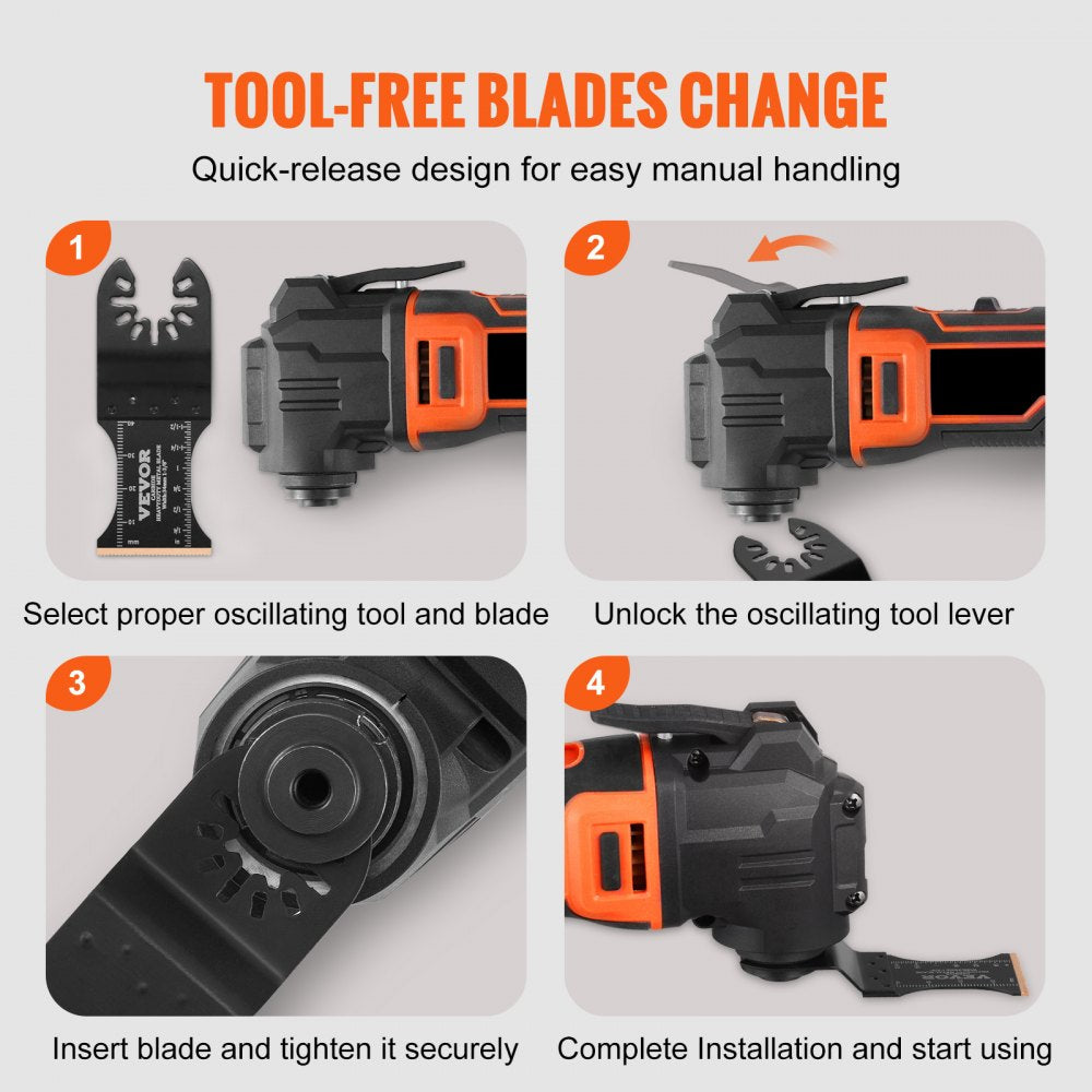 VEVOR 3PCS Carbide Oscillating Tool Blades, Universal Quick Release Oscillating Saw Blades, Multitool Tool Blades for Hard Material, Metal, Nails, Bolts, Fit Dewalt Milwaukee Hitachi Chicago