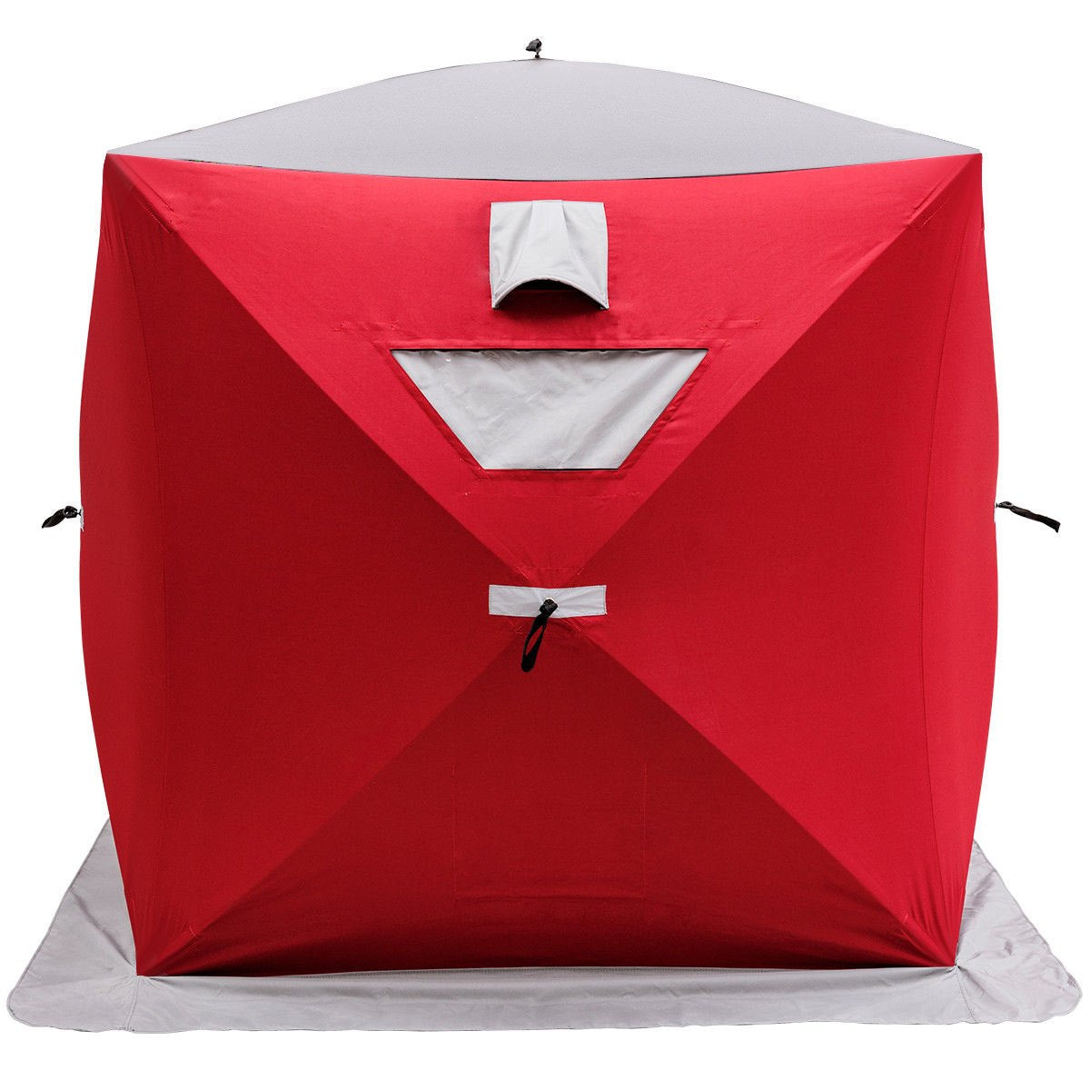 VEVOR Ice Fishing Shelter Tent 3-Person Pop Up House Portable Outdoor Fish Equipment 300D Oxford Fabric Ice Fish Shelter 89.76 x 89.76 x 79.92 inches Strong Waterproof Tent for Outdoor Fishing