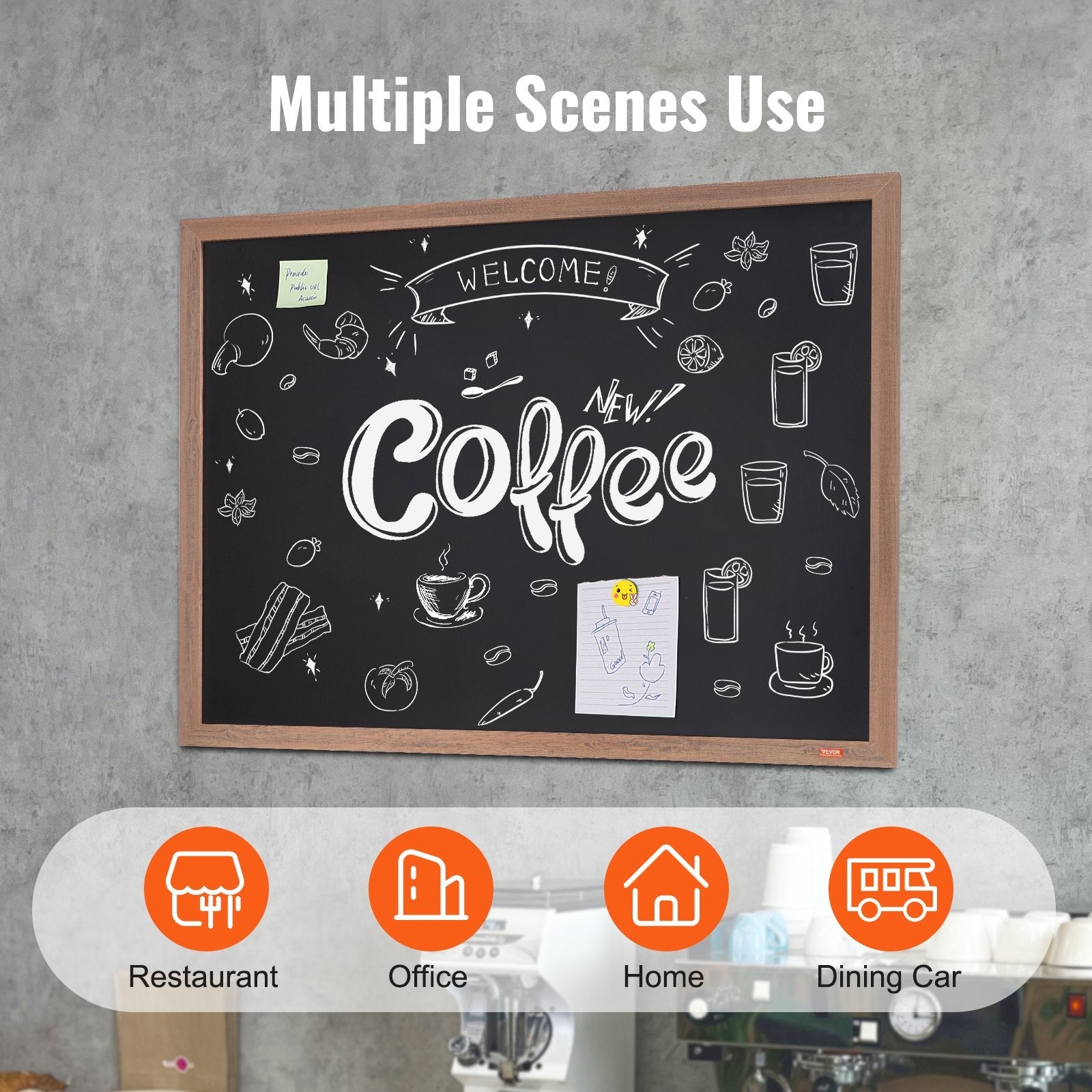 VEVOR 35"x46" Rustic Wood Framed Chalkboard Wall Hanging Magnetic Wedding Sign