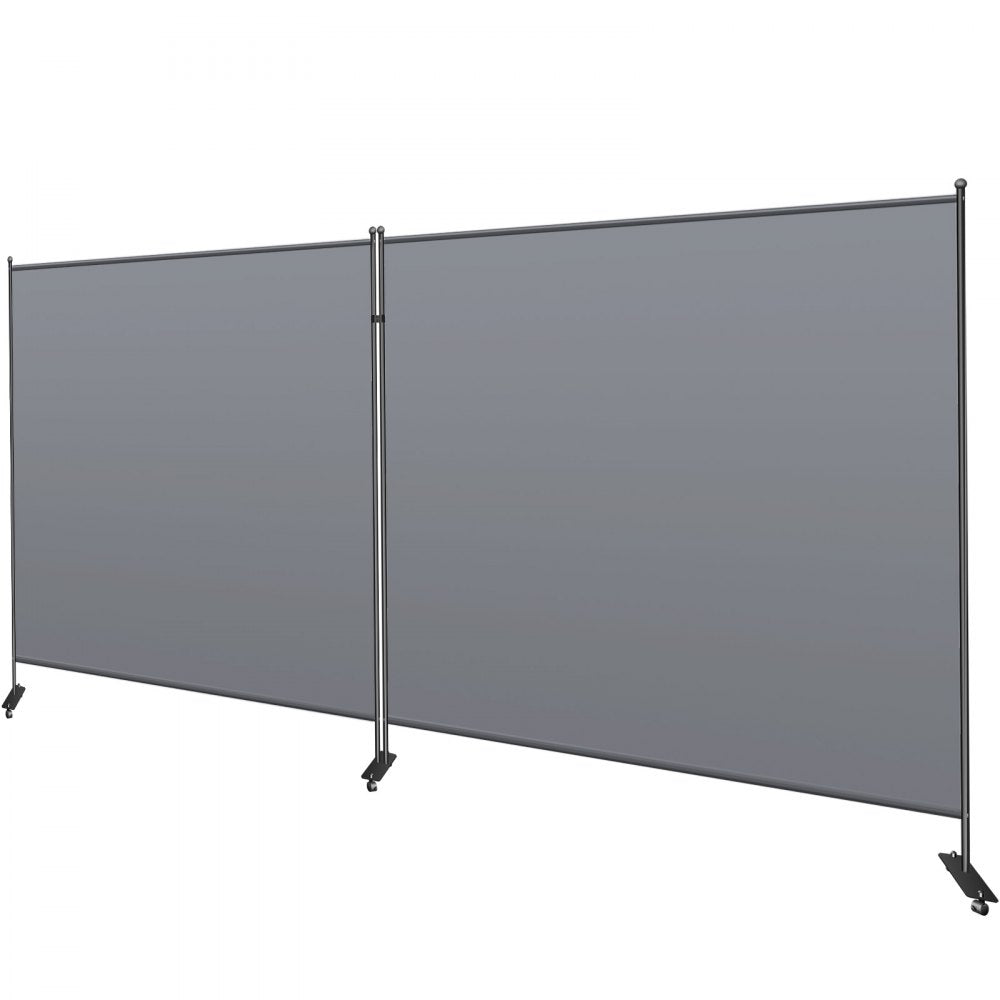 VEVOR Office Partition 142" W x 14" D x 72" H Room Divider Wall 2-Panel Office Divider Folding Portable Office Walls Dividers with Non-See-Through Fabric Room Partition Gray for Room Office Restaurant
