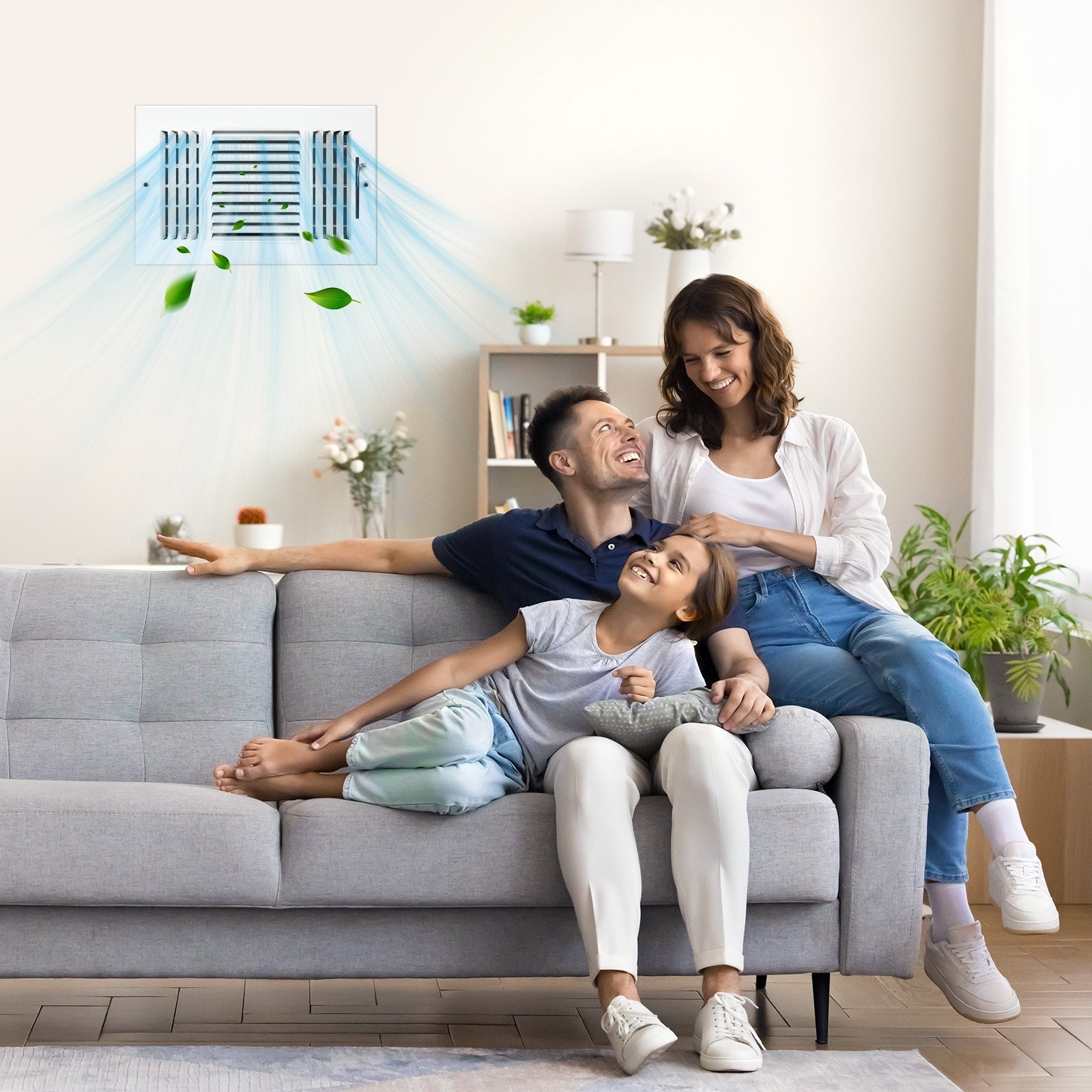 VEVOR Floor Registers 3-Way 6x10 Inch Iron Floor Vents HVAC Grilles 6-Pack White