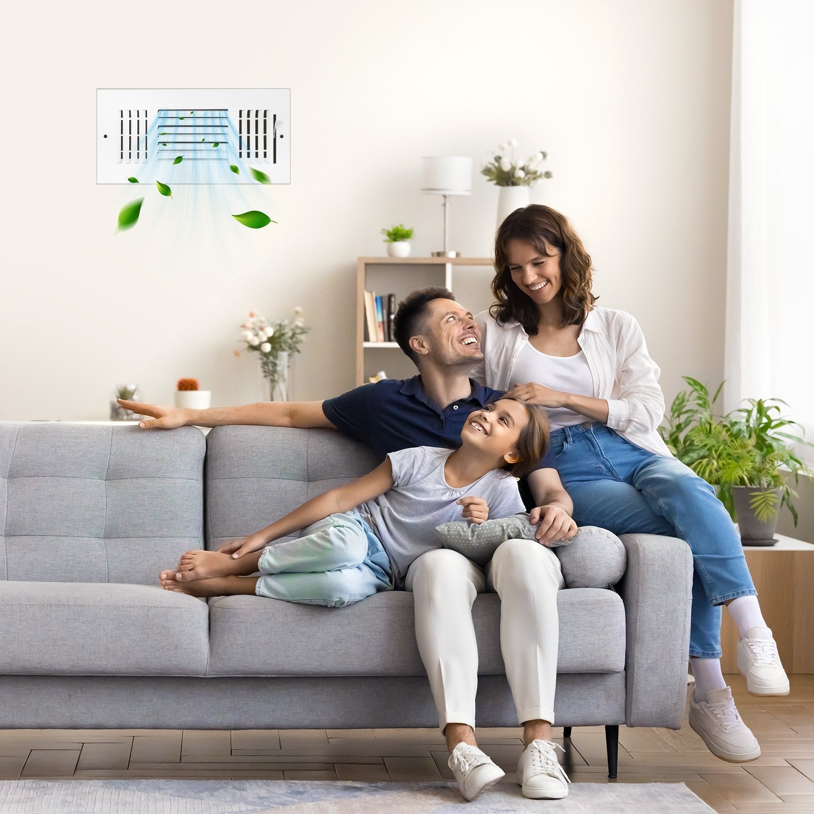 VEVOR Floor Registers 3-Way 4x10 Inch Iron Floor Vents HVAC Grilles 6-Pack White