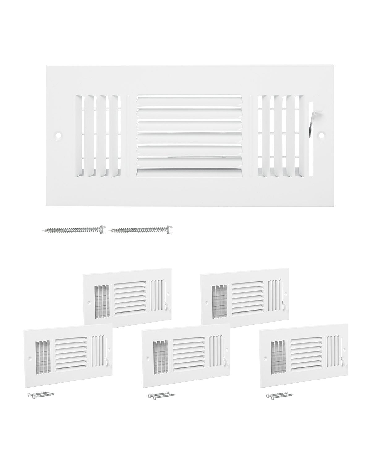 VEVOR Floor Registers 3-Way 4x10 Inch Iron Floor Vents HVAC Grilles 6-Pack White