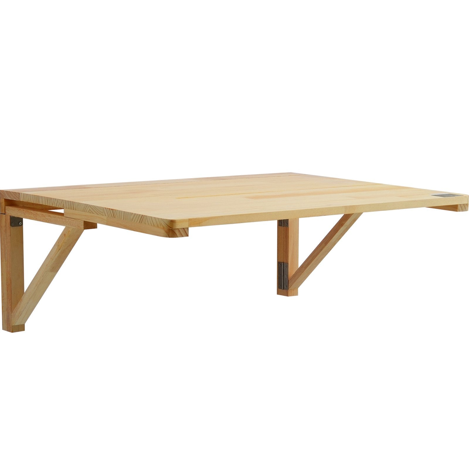 VEVOR Wall Mounted Folding Table, 31.5" x 23.62" Wall Mount Drop Leaf Table, Wooden Floating Desk with Iron Bracket, Fold Down Desk for Small Spaces, Home Office, Dining, Laundry Room, Kitchen, Bar