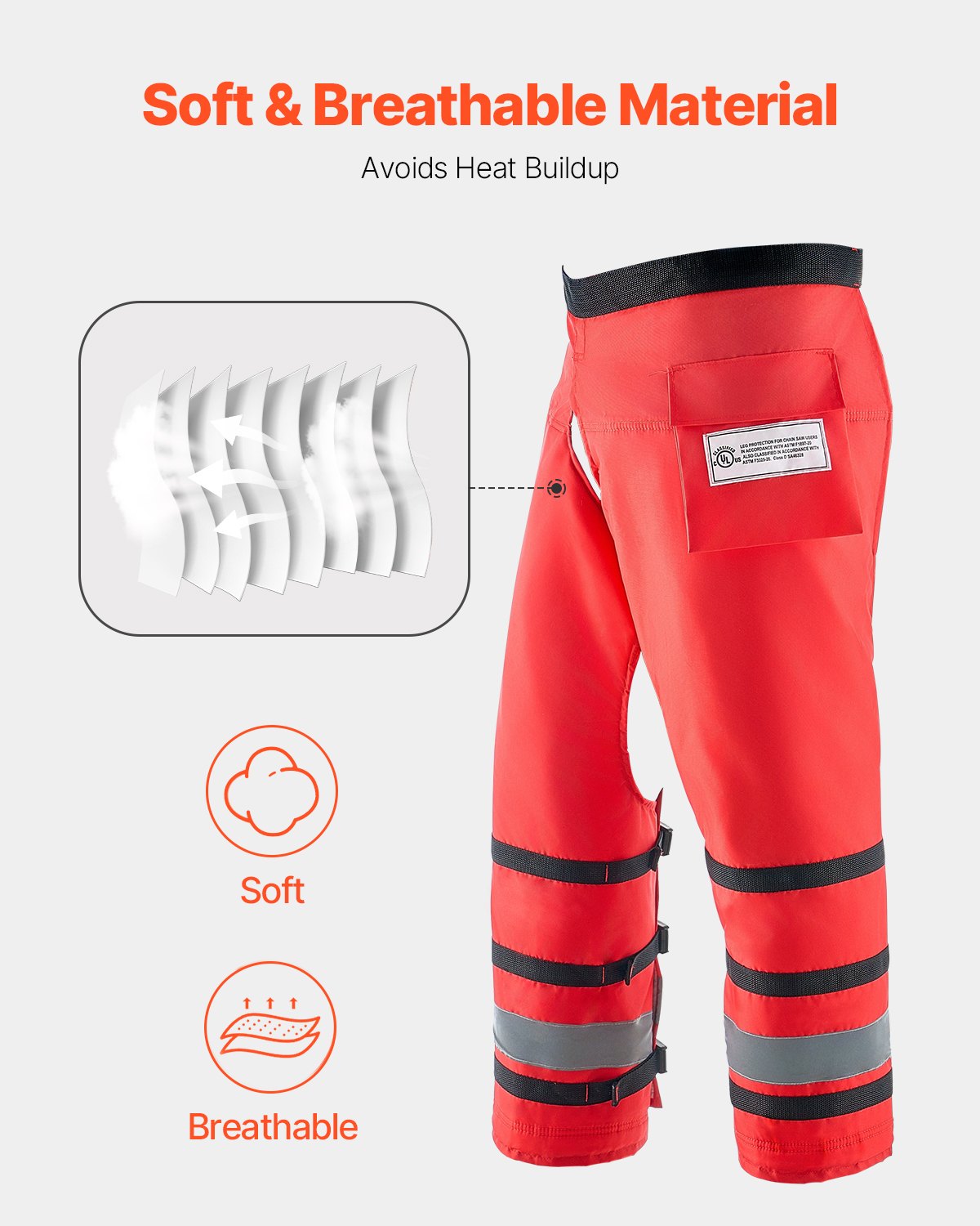 VEVOR Chainsaw Chaps 39.7" Apron Style Chainsaw Safety Chaps Class D Large